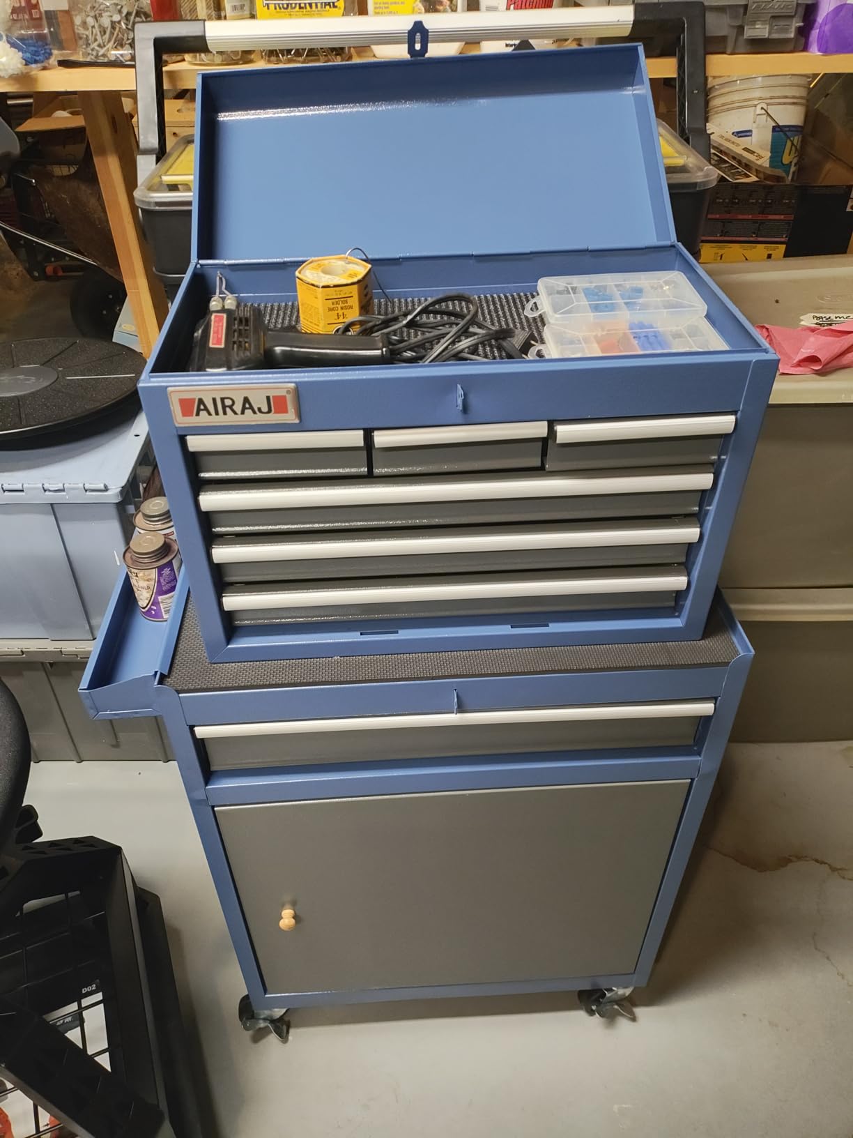 Tool Chest 7-Drawer | 40'' H Rolling Tool Chest with Wheels | Detachable Top Metal Tool Box | Garage Storage Cabinet for Repair Room,Warehouse | Rolling Tool Box with Hooks,Liners,Tray Divider | Black customer photo 2