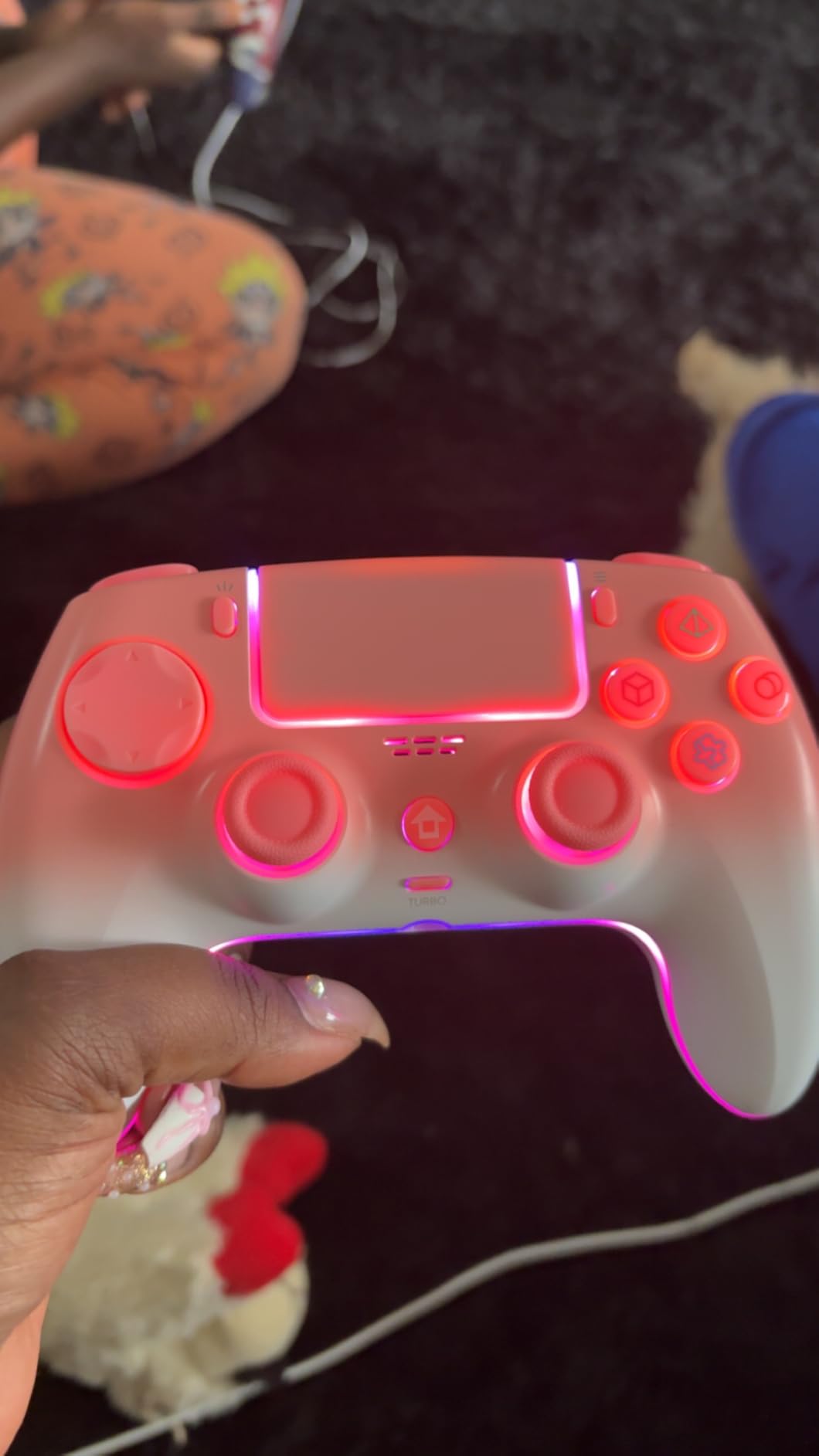 Wireless Controller for PS5 Pro/PlayStation-5/PC/Mac with Hall Effect joystick trigger/Back Paddles/Cool RGB/Motion Sensor/TURBO/3.5mm Audio Jack - Built-in Speakers customer photo 1