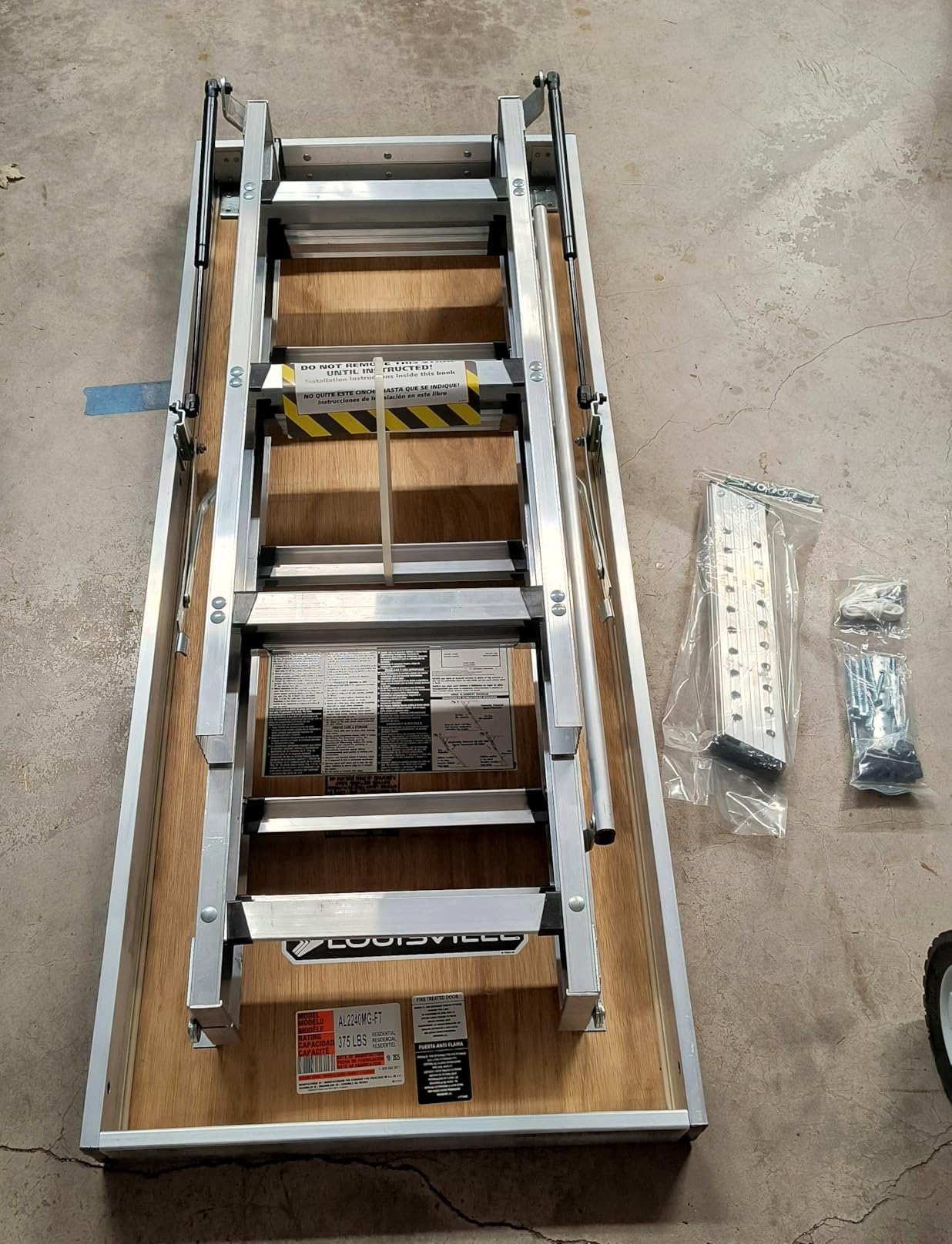 Louisville Ladder 7.8-10.3-Foot Fire Rated Door Aluminium Attic Ladder 25.5