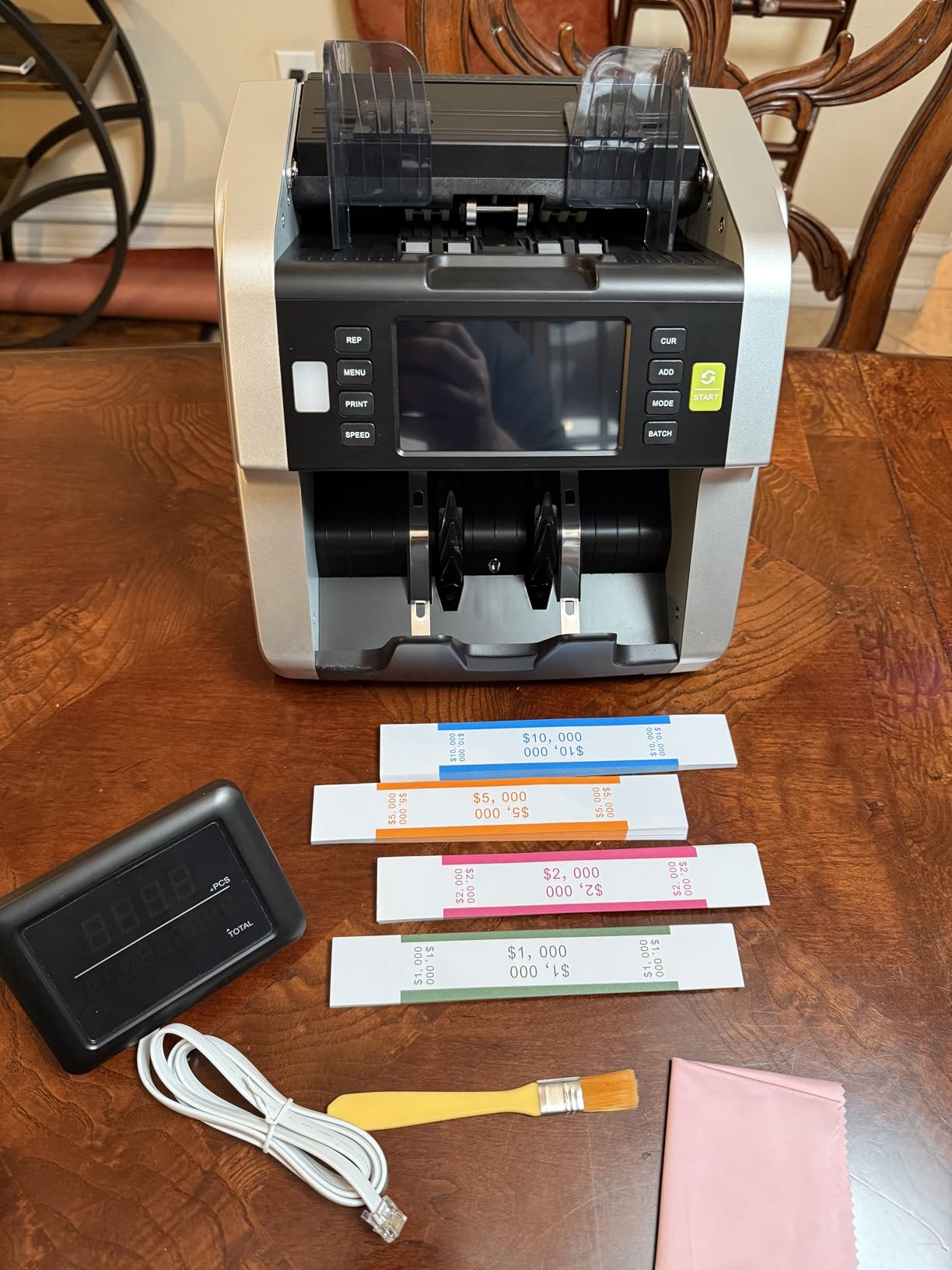 LOLARAN AL-923 Mixed Denomination Money Counter Machine, Value Counting with CIS/UV/MG/IR/DD/DBL/HLF/CHN Counterfeit Detection, Touch Screen, Supports 120 Currency Programs customer photo 2