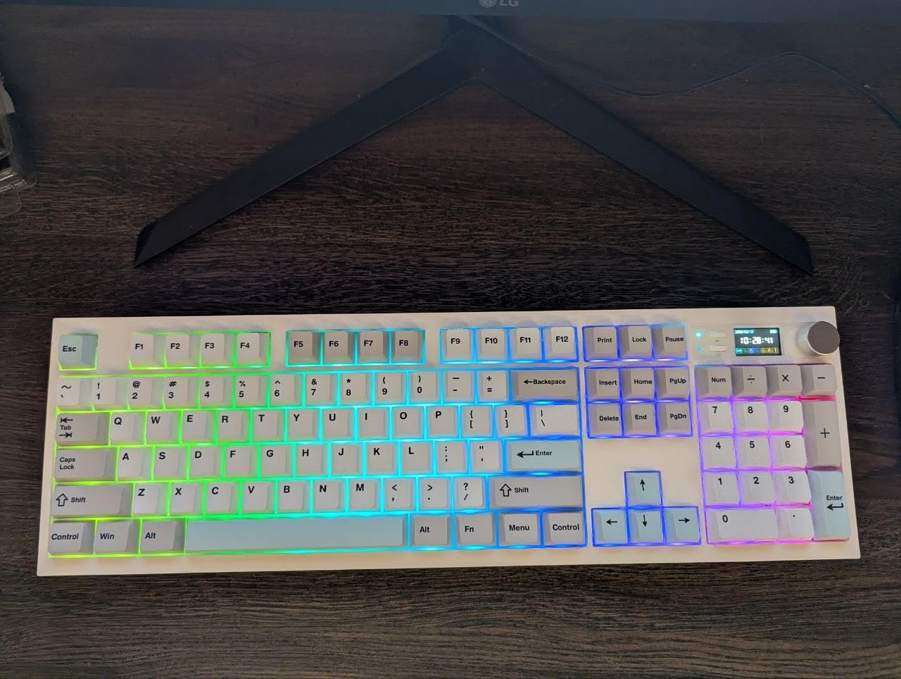 EPOMAKER QK108 Full Size Mechanical Keyboard with Screen & Knob, 8000mAh, QMK/VIA, Creamy&Thocky, Gasket, RGB Backlit, Mac Keycap, Wireless Gaming Keyboard (White Cyan, Sea Salt Silent) customer photo 1