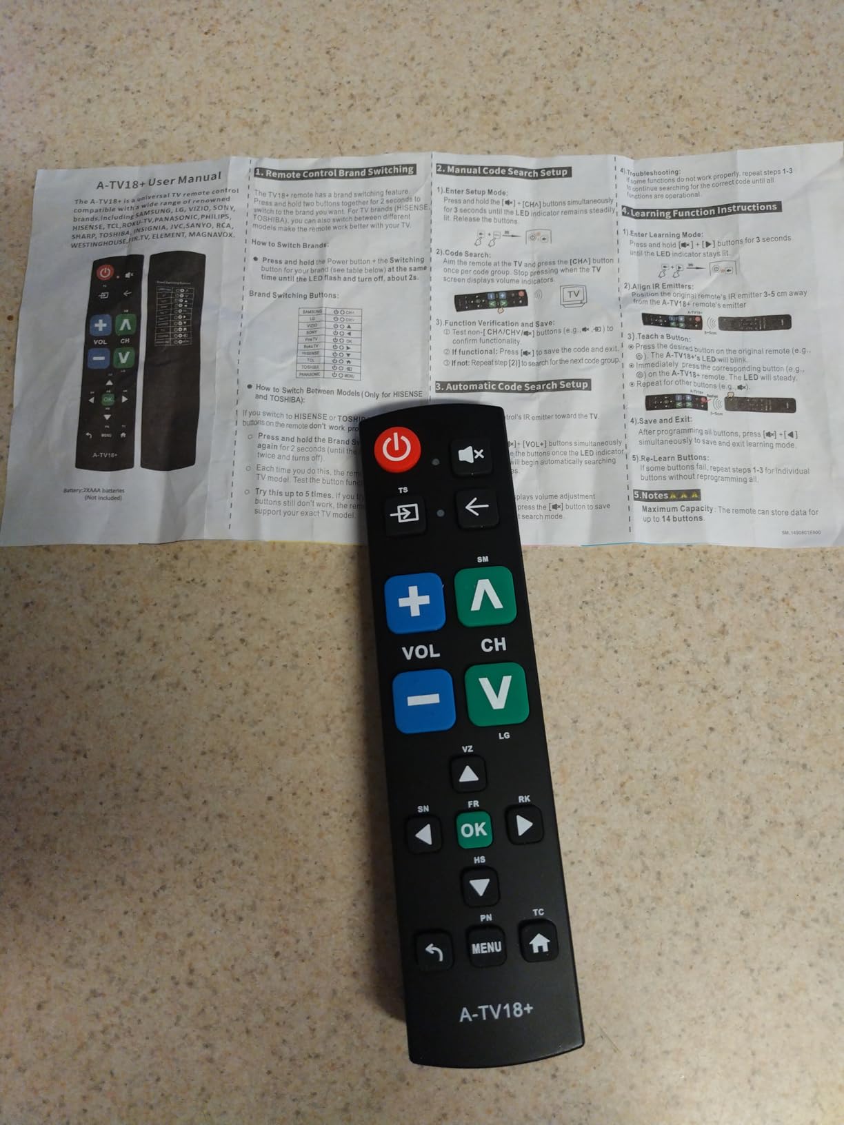 Large Button Universal TV Remote Control for Seniors, Easy to Use Simple Remote for TV, Large Buttons and Clear Layout, Ideal Universal TV Remote for Elderly and Low Vision Users customer photo 2