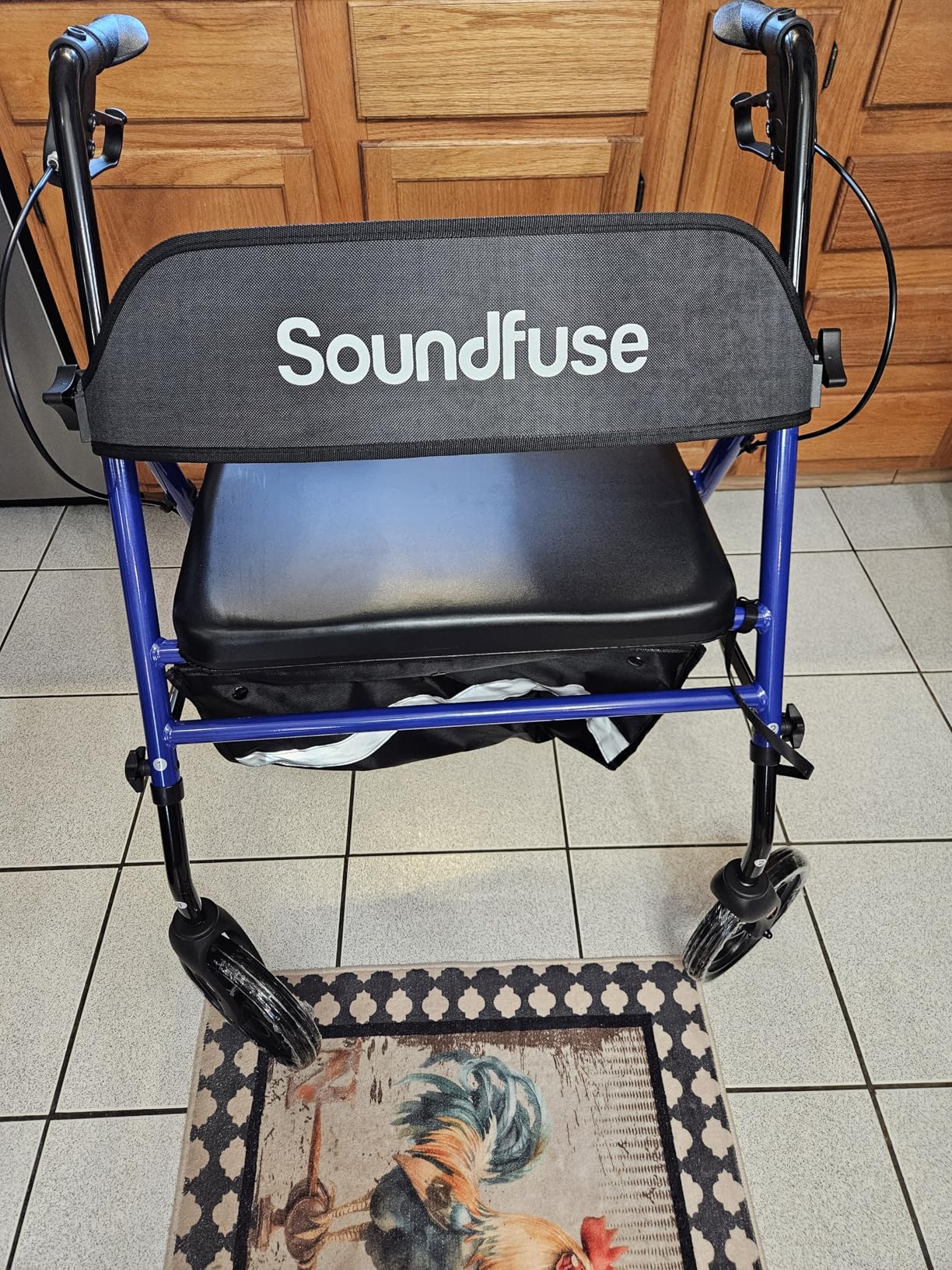 SOUNDFUSE Bariatric Walker for Seniors with Extra Wide Seat, 500lb Heavy Duty Rollator Walker, Handle & Seat Height Adjustable, Foldable Rolling Walkers with 8