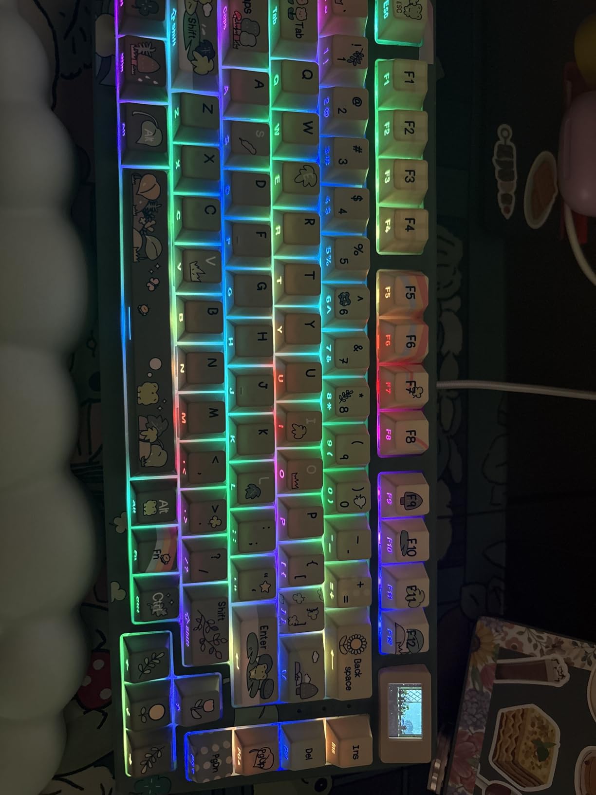 Womier SK80 75% Keyboard with Color Multimedia Display Mechanical Gaming Keyboard Cute Green Frog Wired Hot Swappable Gasket Mount RGB Custom Key Board, Pre-lubed Stabilizer for Mac/Win, Green customer photo 1