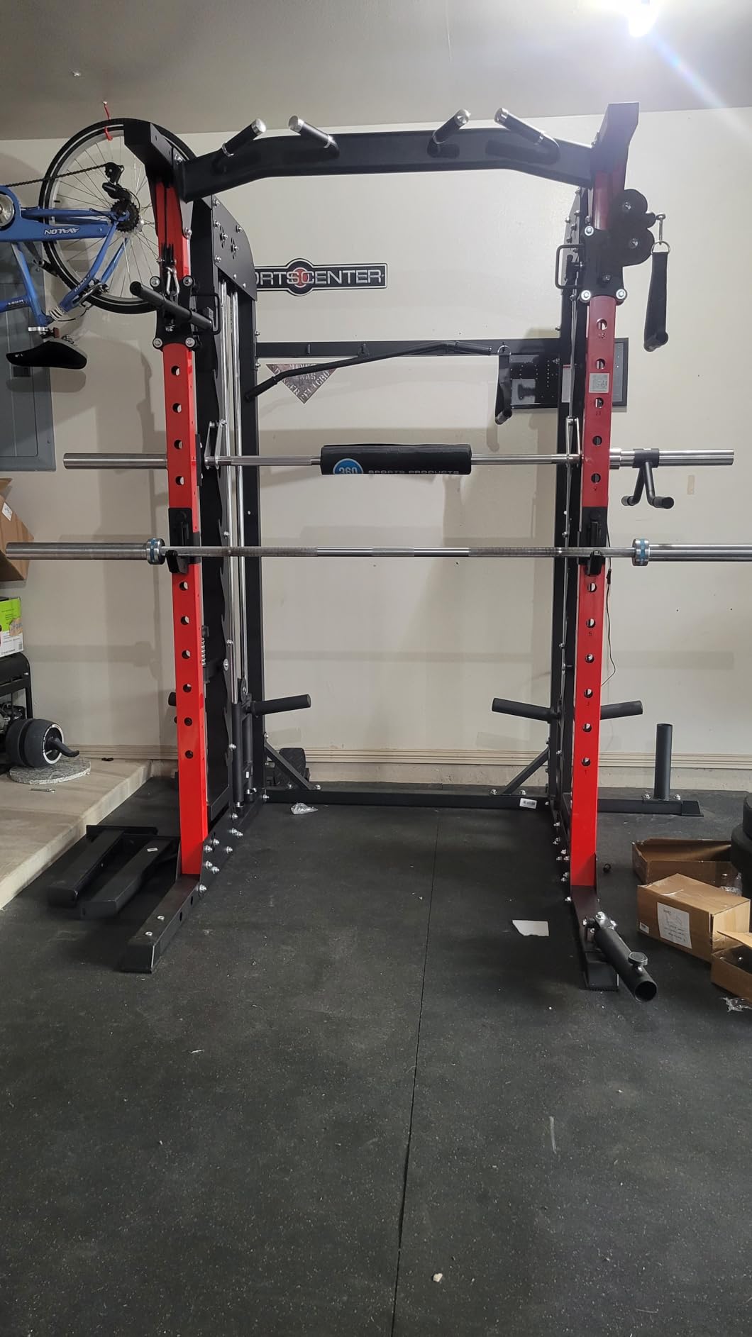 pooboo Multi-Functional Machine Power Cage, 2000LB Squat Rack, LAT-Pull Down System, Dual Pulley Cable Crossover System, Home Gym Workout Machine customer photo 1