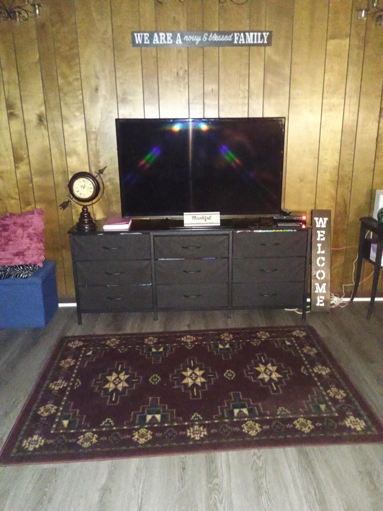 DUMOS TV Stands for Living Room Furniture with 9 Fabric Drawers, Long Entertainment Center Up to 75 Inch TV, Media Console Table with Storage for Bedroom, Adjustable Feet, Rust. customer photo 1