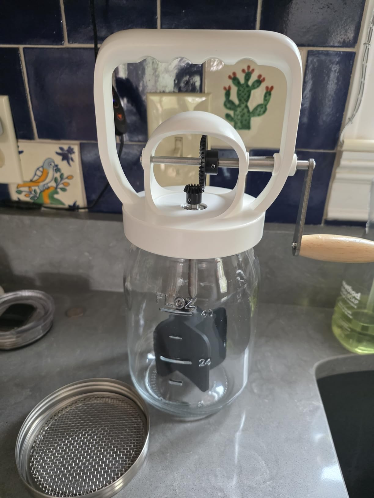 CAROD Classical Butter Churner, 1.5L Glass Jar with Hand Injury Prevention Device & Sifting Lid, 50oz Hand Crank Jar Maker customer photo 1