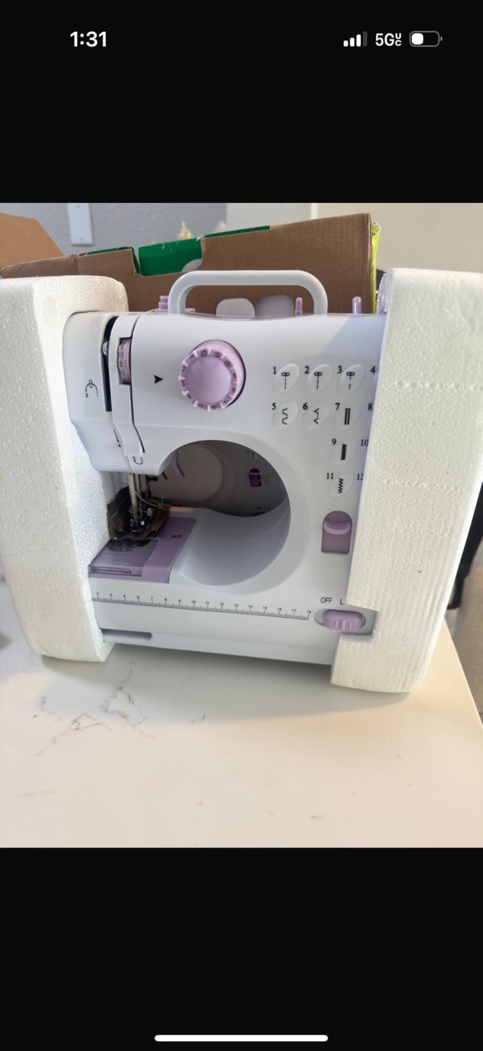 Compact Sewing Machine for Beginners - 12 Stitch Settings, Factory Tested, Pre-Threaded, with Test Fabric, Adjustable Speed Pedal, LED Light customer photo 1