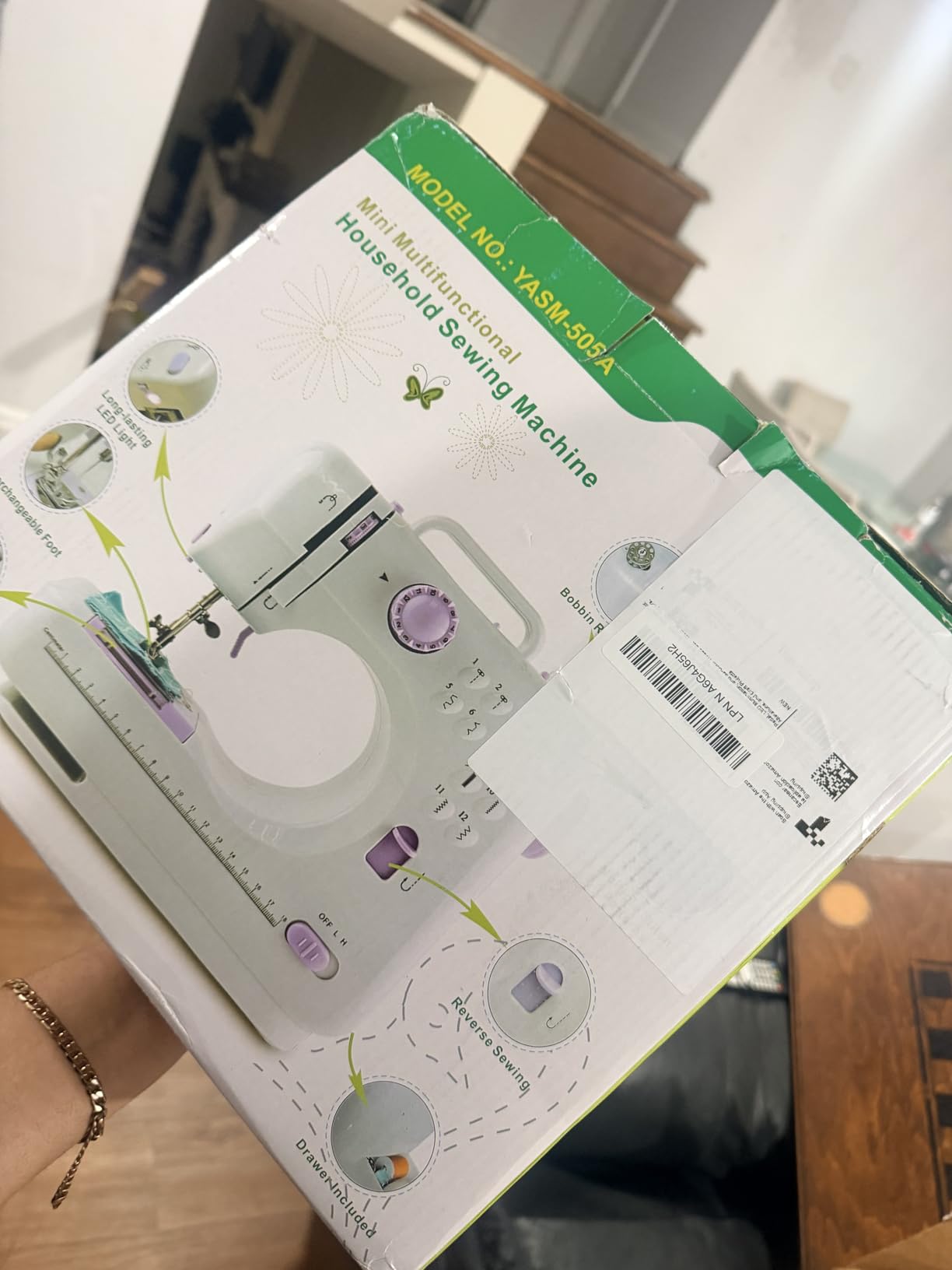 Compact Sewing Machine for Beginners - 12 Stitch Settings, Factory Tested, Pre-Threaded, with Test Fabric, Adjustable Speed Pedal, LED Light customer photo 2