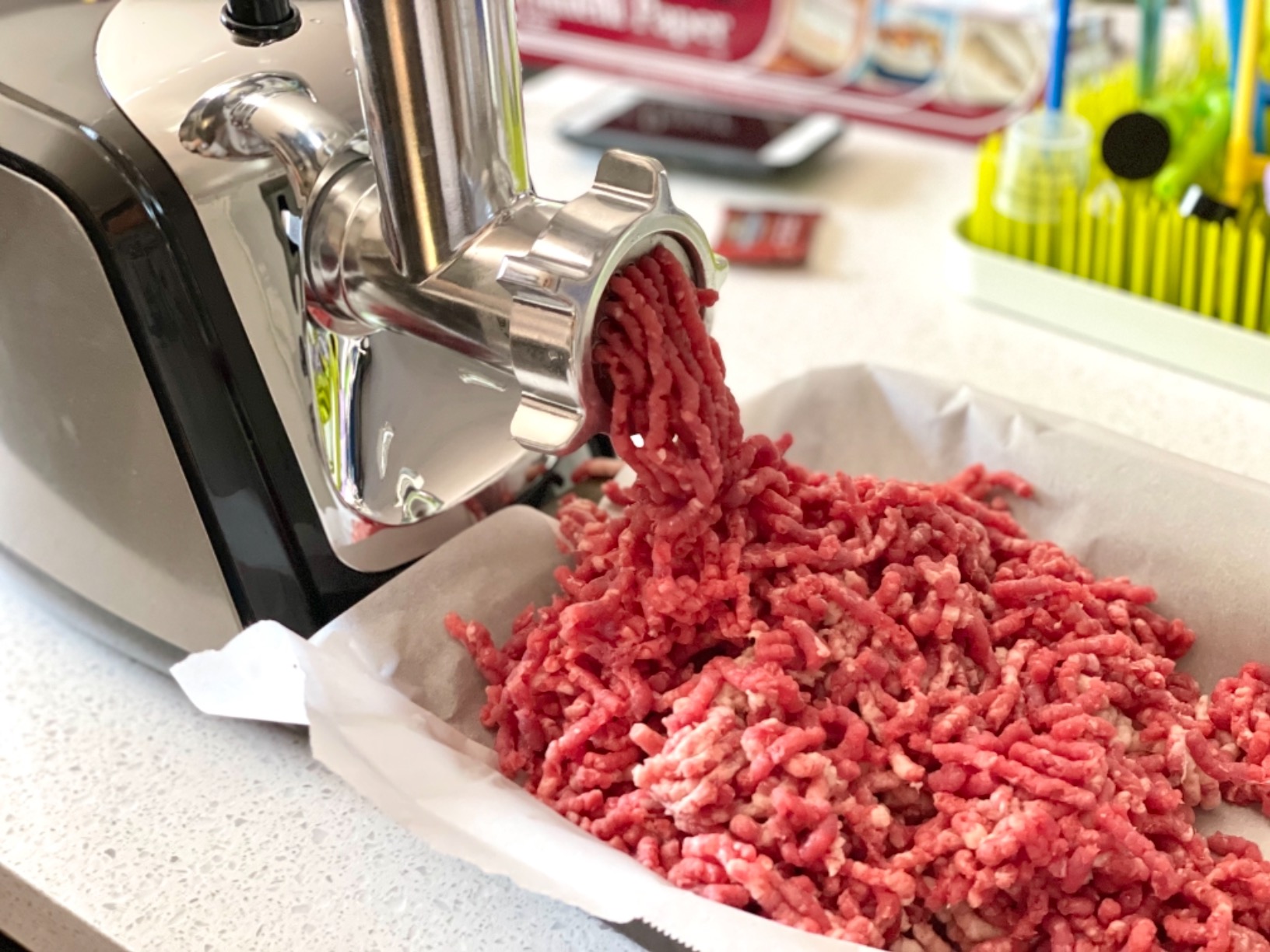 AAOBOSI Meat Grinder Electric 3000W Max with 60dB Quiet DC Motor, Auto-Reverse & Storable Food Pusher - 3 Speed Settings,Grinding, Sausage & Kibbe Making for Home Use customer photo 2