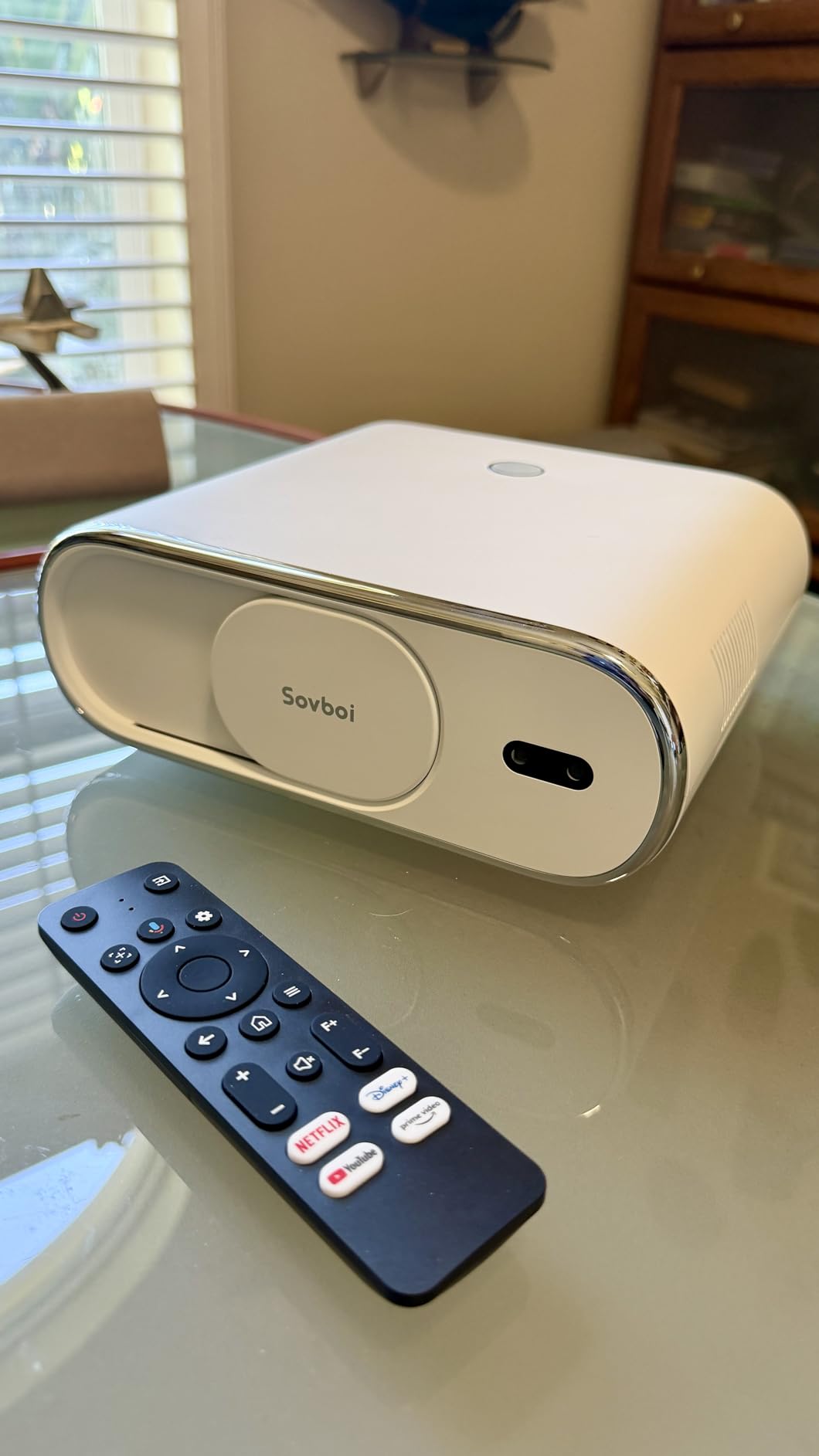 4K Projector with Google TV: 3000 Brightness/Auto Lens Cap & 4D Keystone/Auto Focus & AI Voice Control, Sovboi Portable Outdoor Projector with WiFi & Bluetooth customer photo 2
