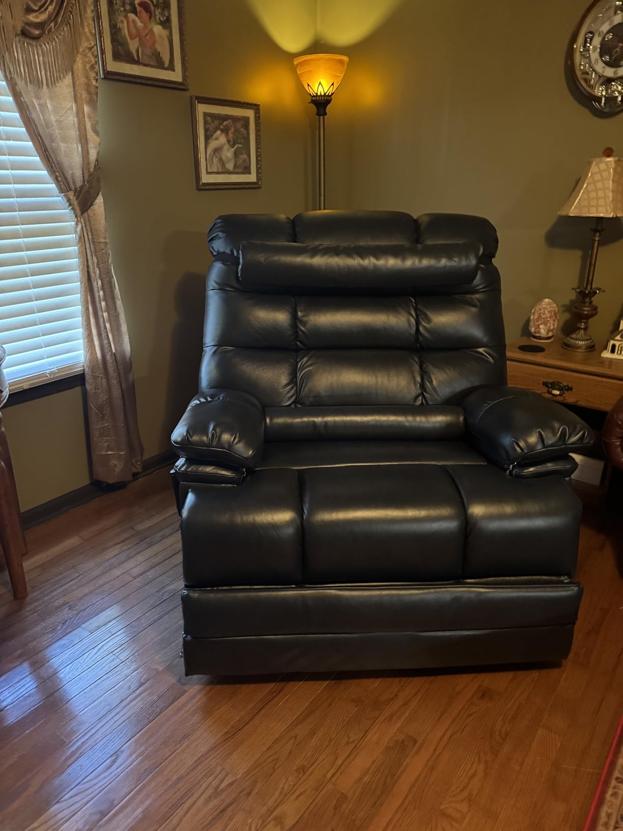 DYNOX Oversized 400 lbs Power Lift Recliner Chair Bed for Big and Tall Elderly, Dual Motor Lay Flat Lift Chair with Heat & Massage, Extended Footrest, 9205L, Faux Leather Brown customer photo 1
