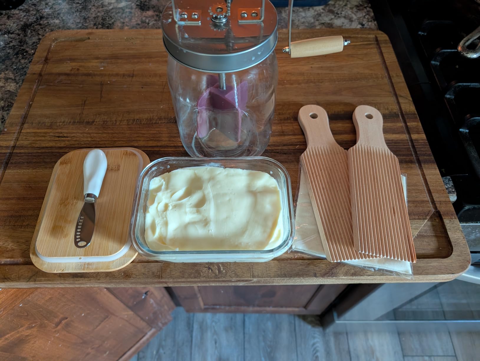 Retro Manual Butter Churn Kit - Wooden Hand-Crank Butter Maker with Glass Jar, Perfect for Fresh Cream, Keto Butter & Sustainable Homesteading (51 OZ) customer photo 1