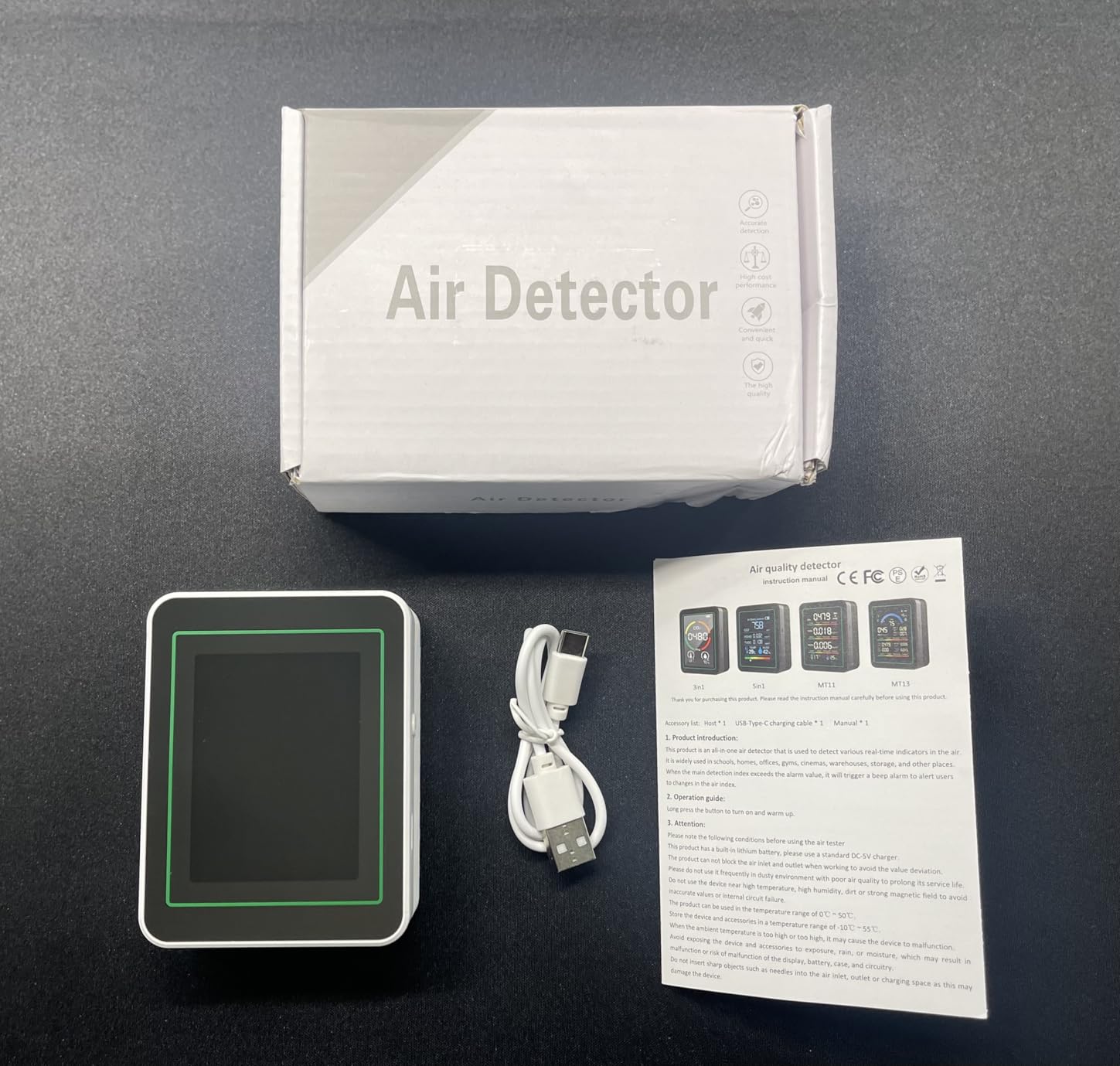 5-in-1 Indoor Air Quality Monitor, Portable CO2 Detector with LCD Color Screen, Formaldehyde HCHO TVOC Temperature Humidity Tester, USB Rechargeable Air Quality Meter for Home Office Car Travel customer photo 1