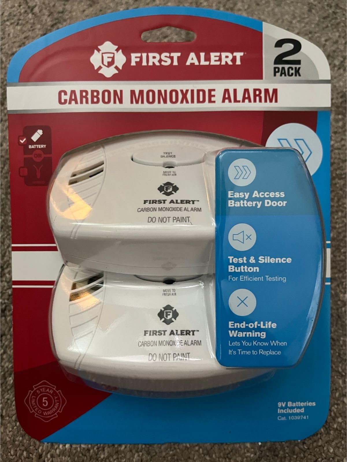 FIRST ALERT Carbon Monoxide Detector, No Outlet Required, Battery Operated, CO400, White, 2 Count (Pack of 1) customer photo 1