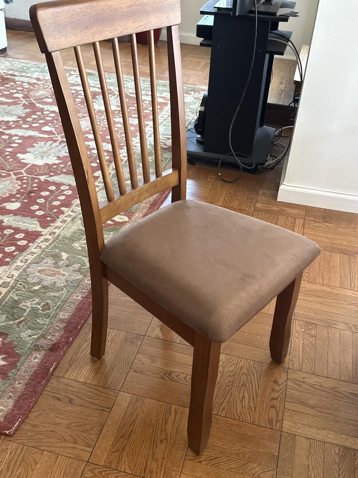 Signature Design by Ashley Berringer Dining Chairs Set of 2, Classic Wood Spindle-Back Design, Cushioned Microfiber Seat, Rustic Finish customer photo 1