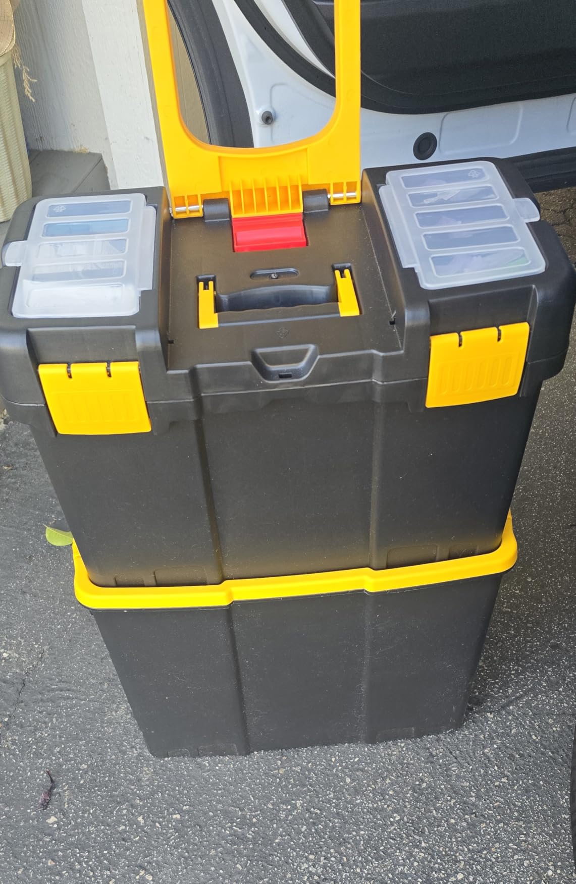 Portable Tool Box with Wheels - Stackable 2-in-1 Tool Chest with Fold-Down Comfort Handles, Tough Latches, and Removable Storage Trays by Stalwart customer photo 2