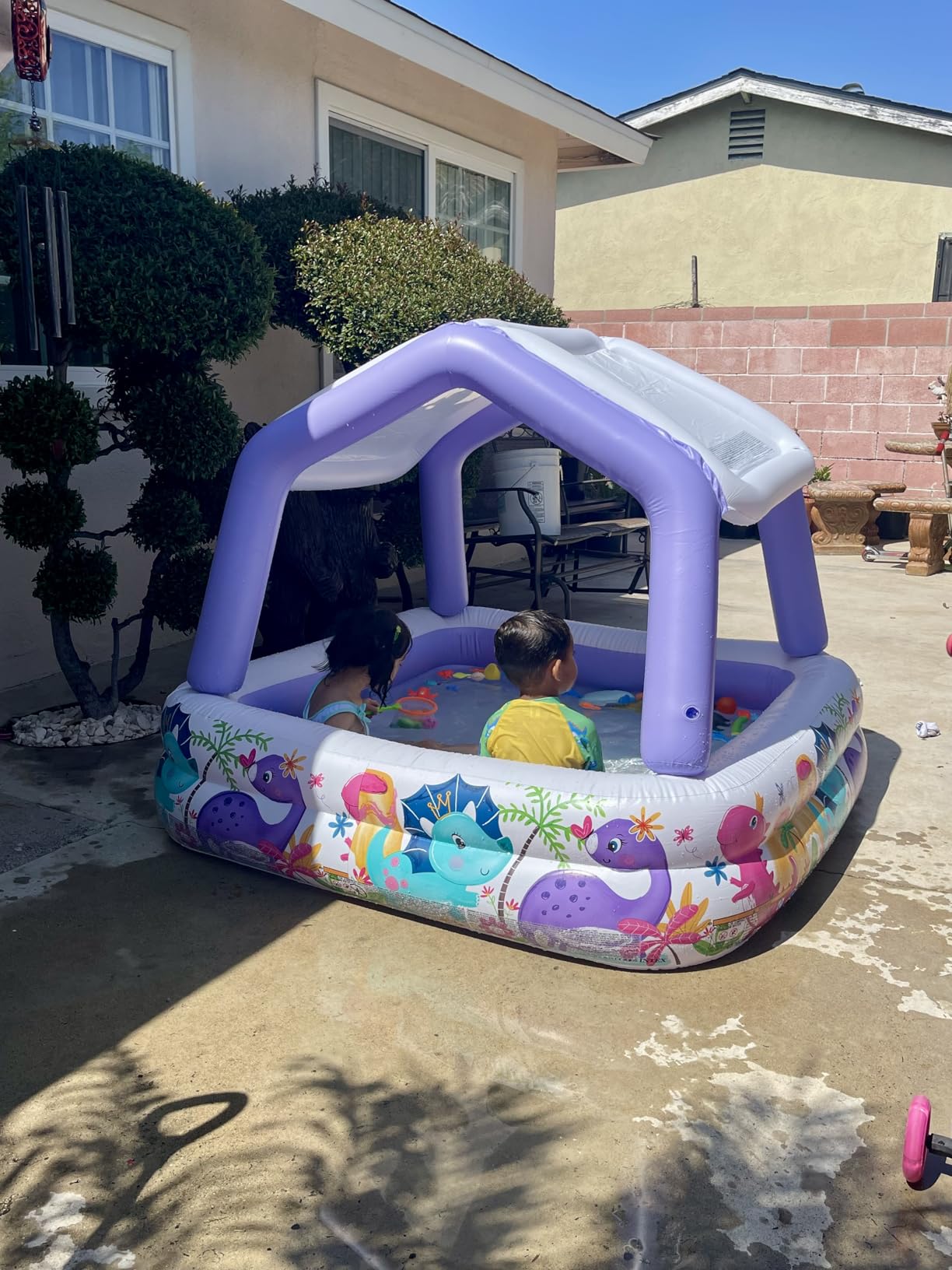 Intex 57470EP Sun Shade 5 Foot Square Inflatable Durable 10 Gauge Vinyl Kiddie Pool with Ocean Scene and Canopy for Ages 3 Years and Up, Multicolor customer photo 1