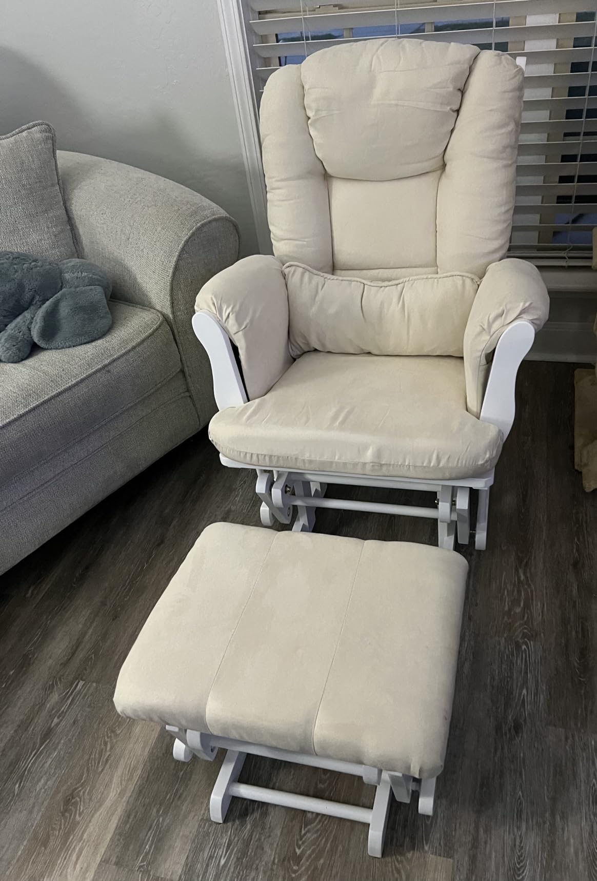 Storkcraft Tuscany Glider with Ottoman - GREENGUARD Gold Certified, Bonus Lumbar Cushion Included - Black/Gray customer photo 2