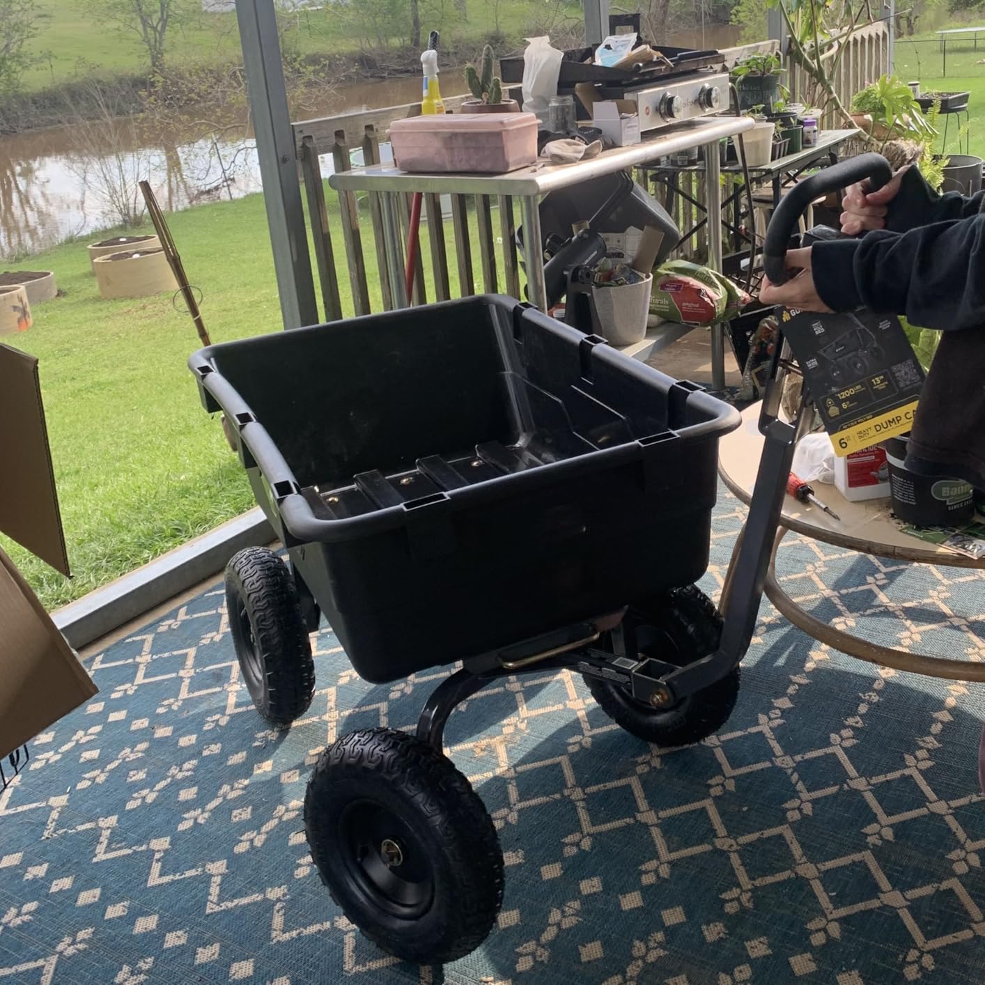 Gorilla Carts Heavy-Duty Poly Yard Dump Cart, 6 Cu Ft Tub, 1200 lb Haul Capacity, Black - Towable Utility Wagon with Quick-Release Dumping & Pneumatic Tires for Landscaping and Gardening customer photo 2