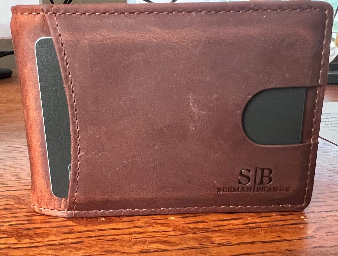 SERMAN BRANDS RFID Blocking Slim Bifold Genuine Leather Minimalist Front Pocket Wallets for Men with Money Clip Thin Mens customer photo 1