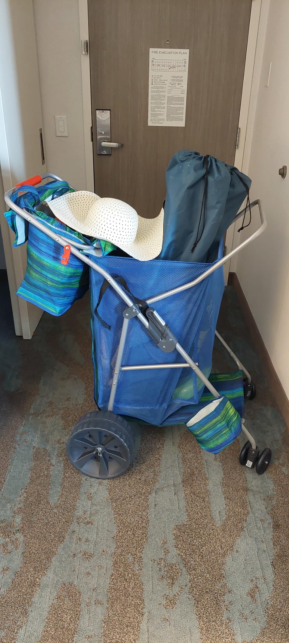 Rio Beach Wonder Wheeler Deluxe Utility, Lawn, and Beach Foldable Cart, Blue Print customer photo 1