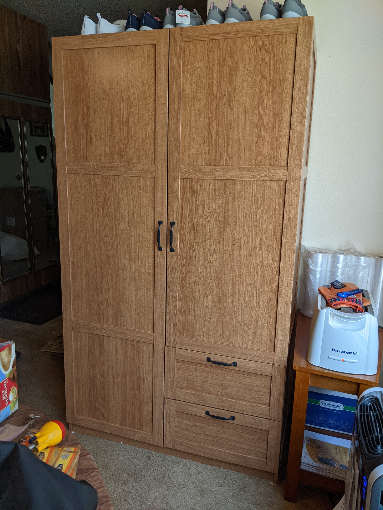 Sauder Select Multipurpose Bedroom Armoire Wardrobe Closet Pantry Storage Cabinet with Storage Drawers and Hanging Rail, in Soft White finish customer photo 1