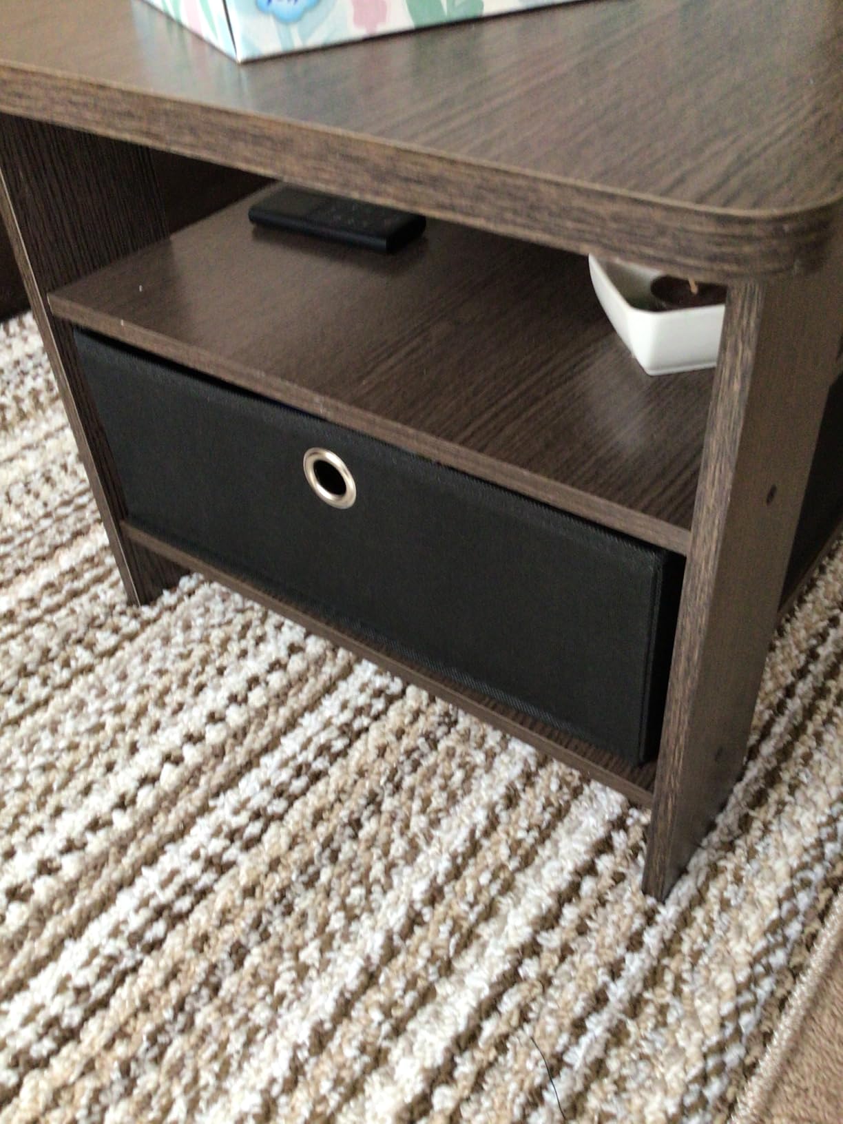 Furinno Andrey Coffee Table with Bin Drawer, French Oak Grey/Black customer photo 2