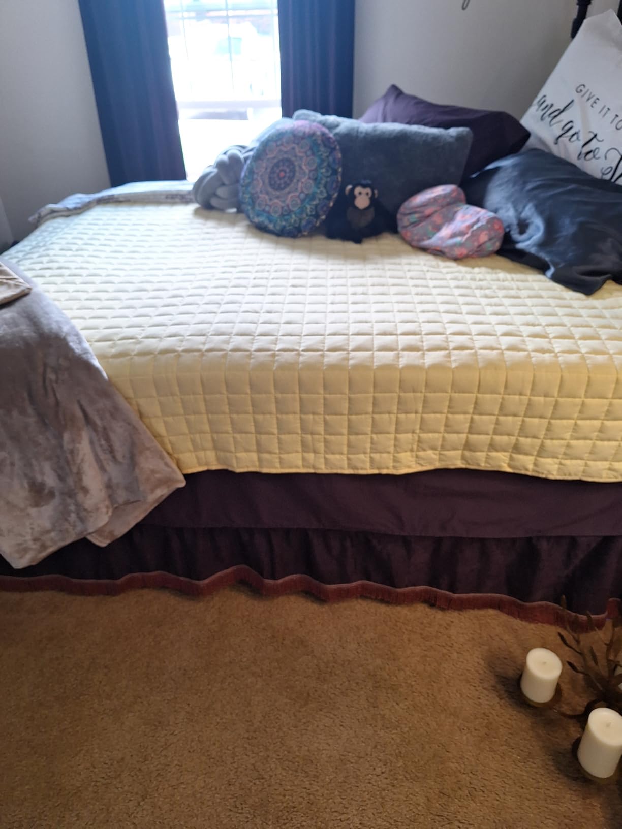 YnM 15lbs Weighted Blanket for Adults, Heavy Bed Throw Blanket with Cooling Glass Beads for All Season Use (48x72 Inches, Twin/Full, Dark Grey) customer photo 2