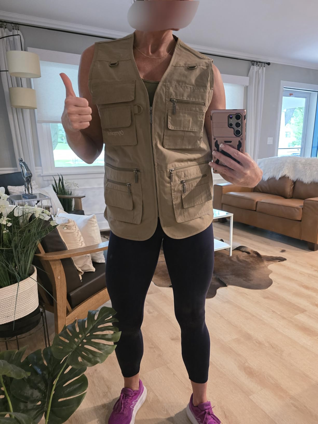 Gihuo Men's Fishing Vest Utility Safari Travel Vest with Pockets Outdoor Work Photo Cargo Fly Summer Vest customer photo 2