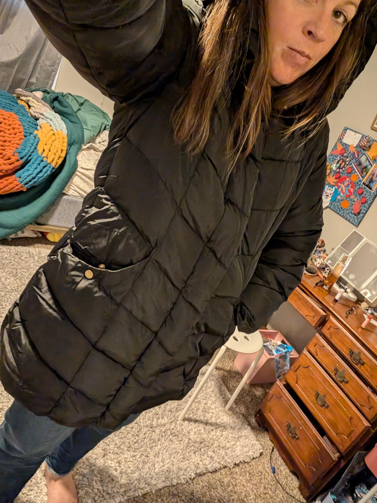 Steve Madden Women's Long Puffer Coat - Heavyweight Insulated Fall Winter Jackets for Women Windproof Long Length Bubble Parka customer photo 1