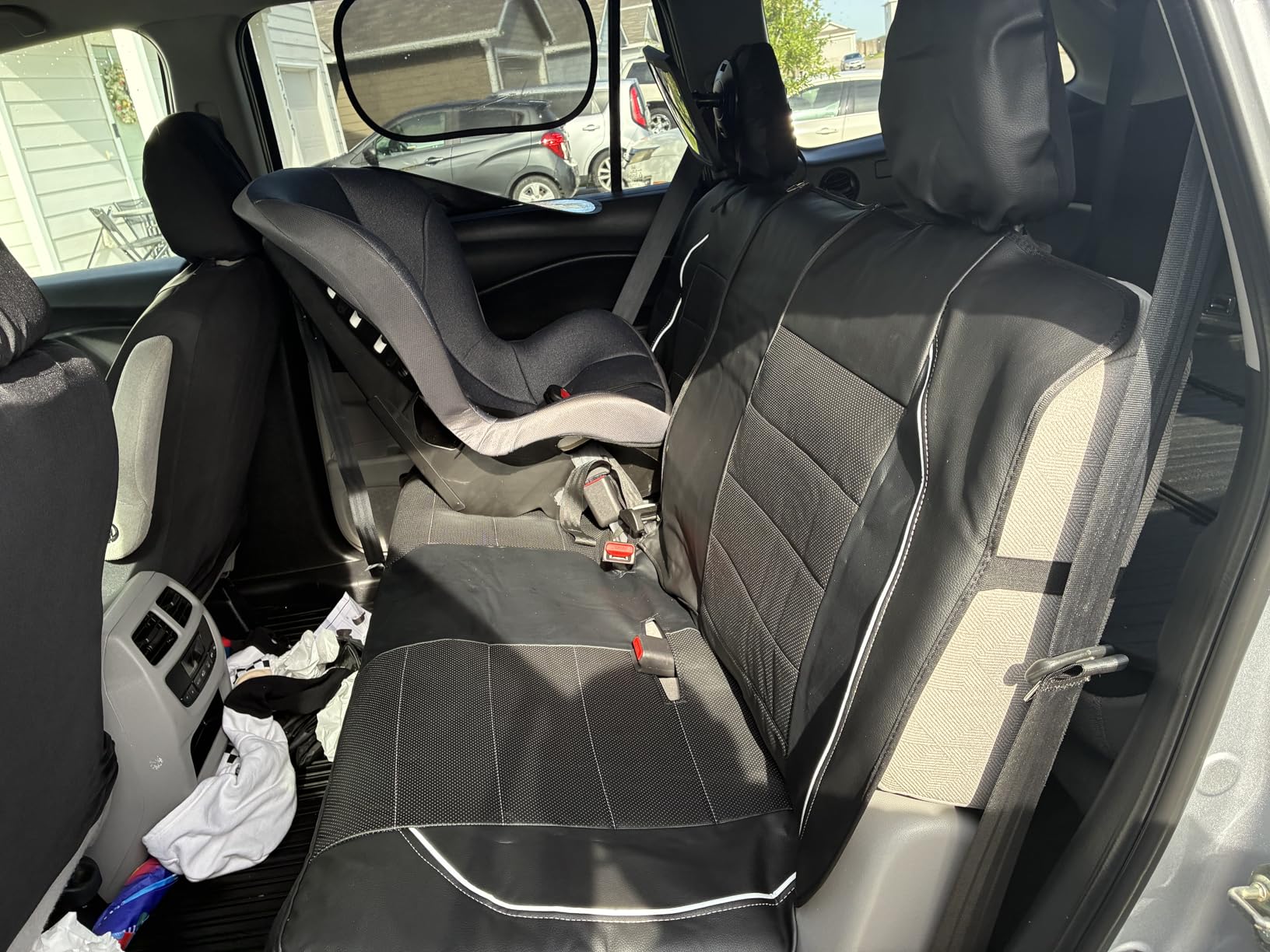 CAR PASS Universal FIT Piping Leather Car Seat Cover, for suvs,Van,Trucks,Airbag Compatible,Inside Zipper Design and Reserved Opening Holes (Full Set, Black and Red) customer photo 1
