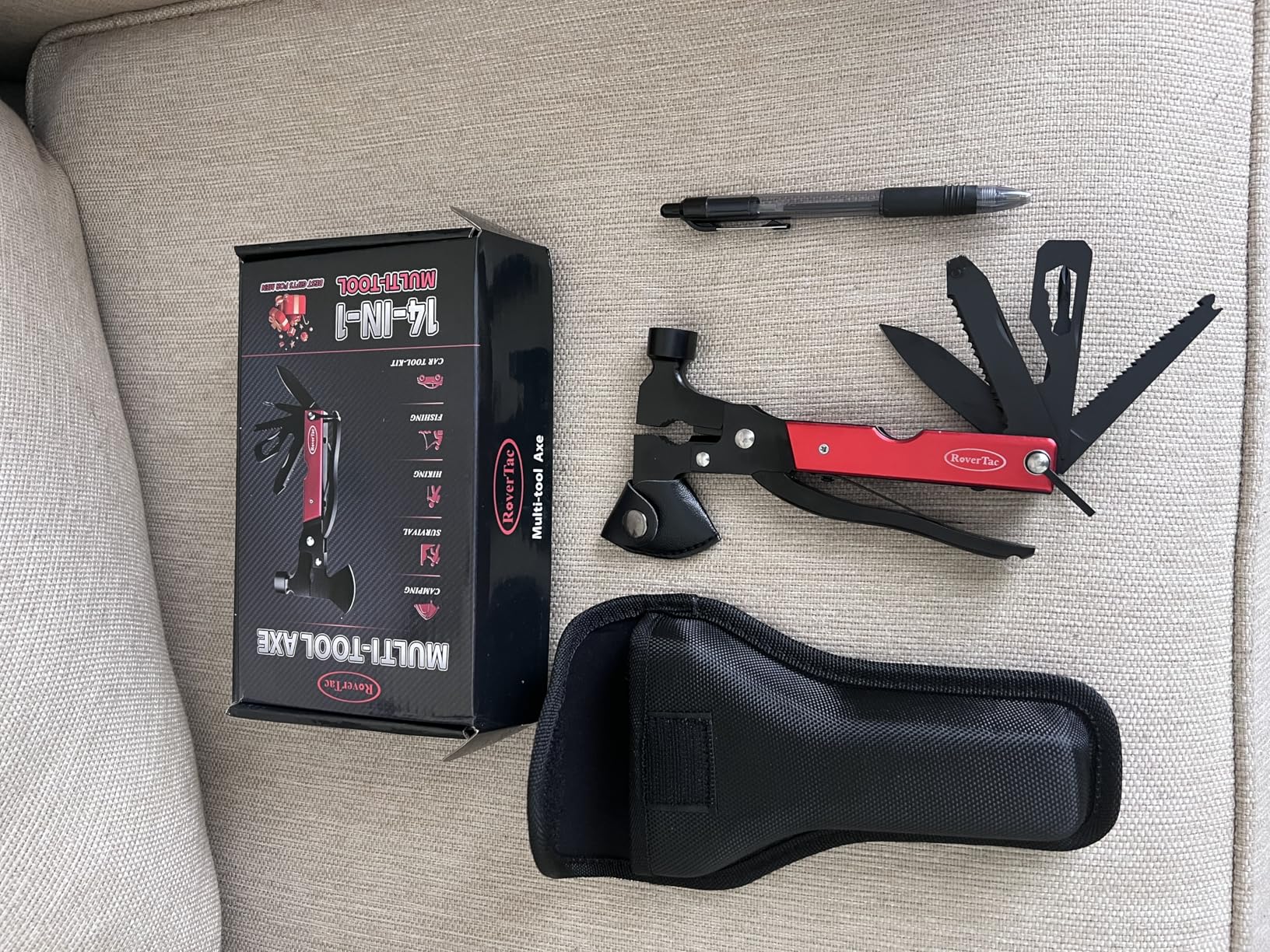 RoverTac 14-in-1 Multitool Camping Axe Hatchet - Essential Camping Gear with Knife, Hammer, Saw, Bottle Opener, Screwdriver customer photo 1