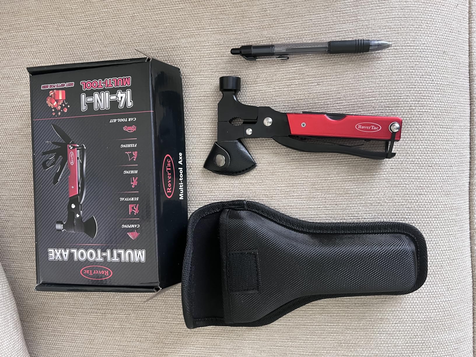RoverTac 14-in-1 Multitool Camping Axe Hatchet - Essential Camping Gear with Knife, Hammer, Saw, Bottle Opener, Screwdriver customer photo 2