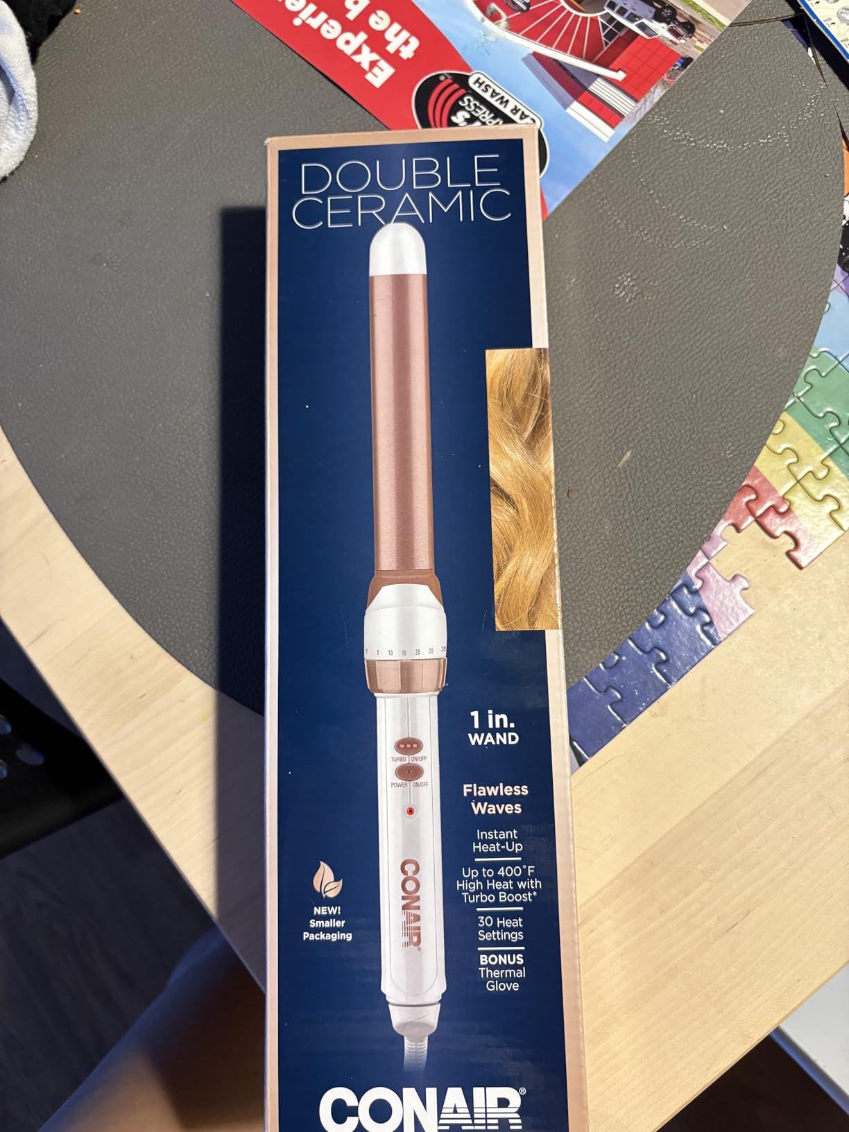Conair Double Ceramic 1-Inch Curling Wand, Produces Flawless Waves, Curling Iron for Use on Medium and Long Hair, 30 Heat Setting Curling Iron, White customer photo 2