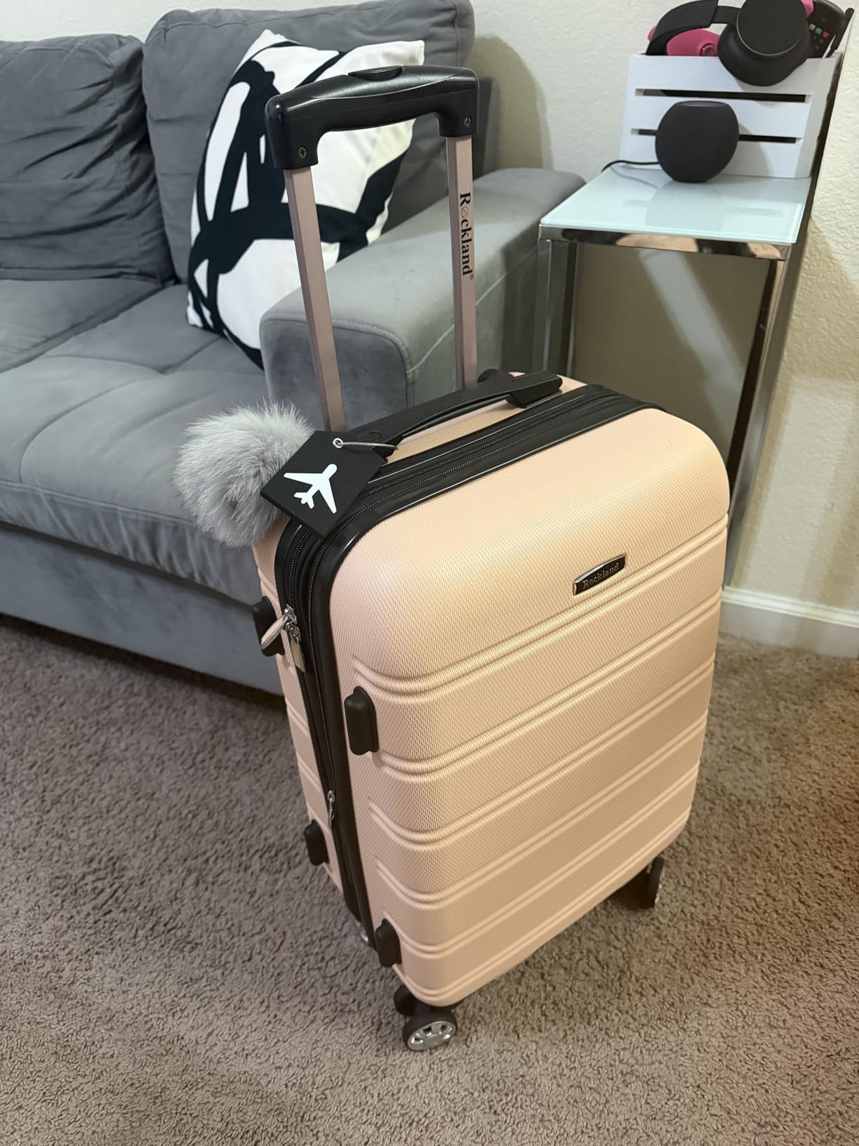 Rockland Melbourne Hardside Expandable Spinner Wheel Luggage, Checked Large 28