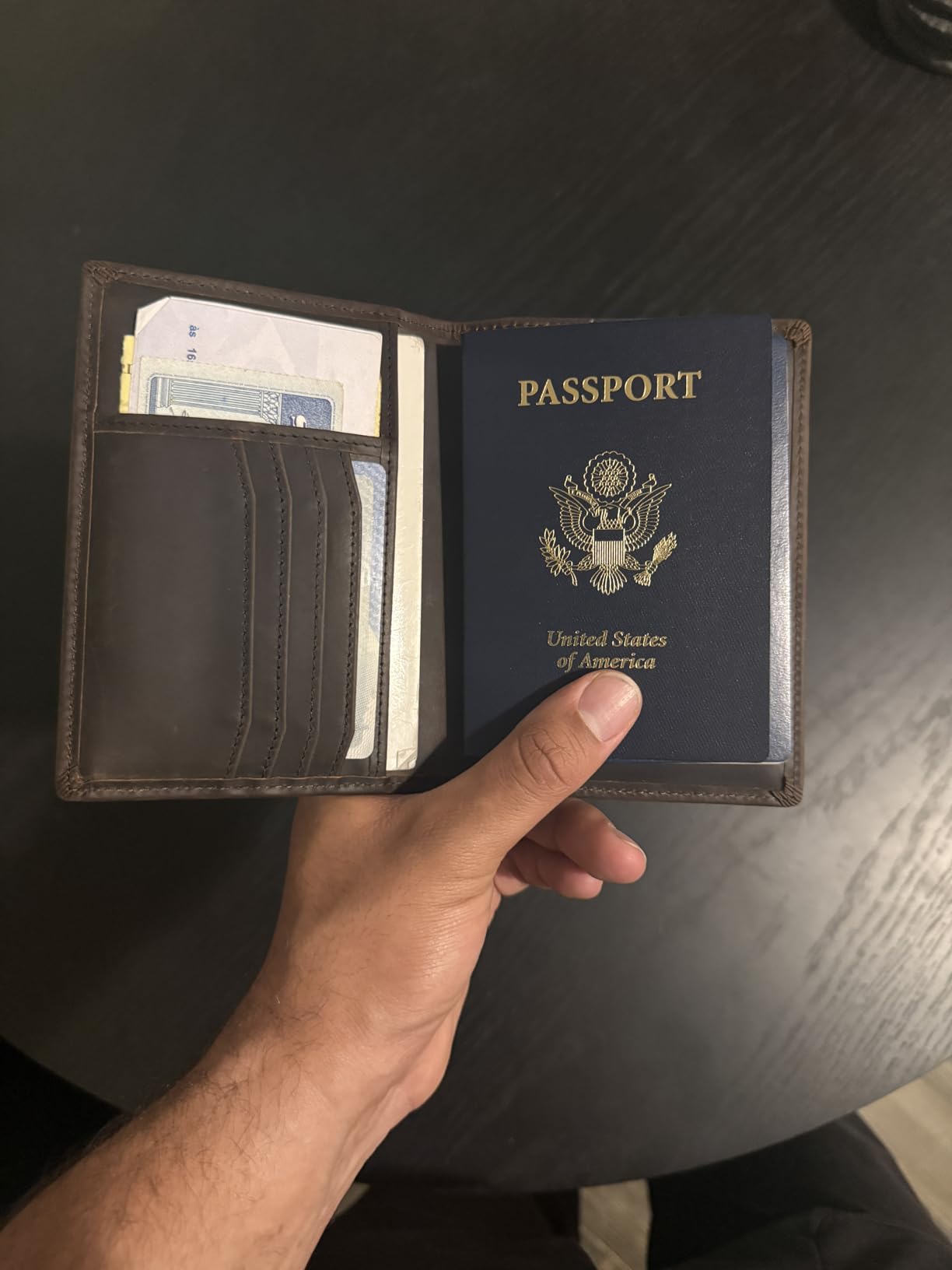 Polare Slim RFID Blocking Leather Passport Holder Travel Bifold Wallet For Men customer photo 1