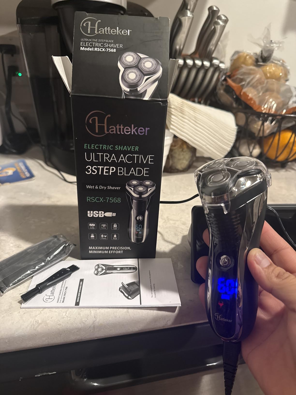 Hatteker Electric Shaver Rotary Razor Men Cordless Beard Trimmer Pop-Trimmer Waterproof customer photo 2