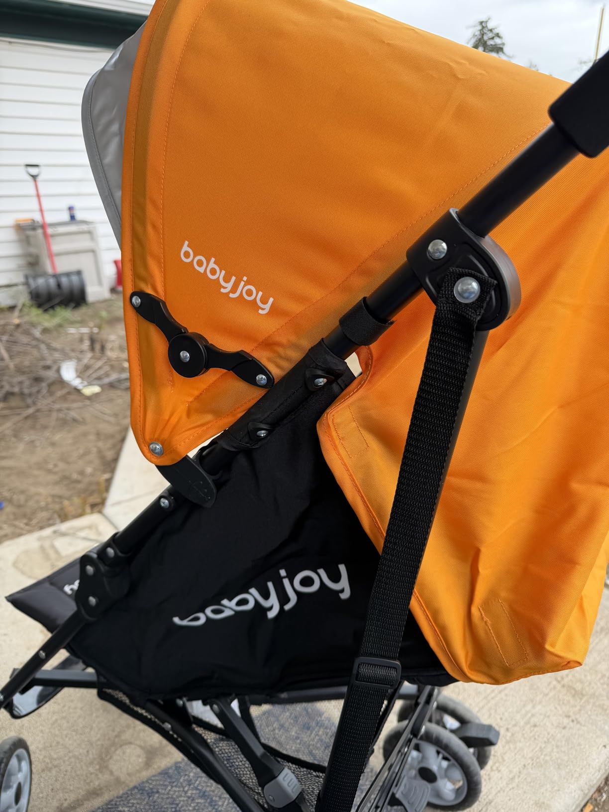 HONEY JOY Baby Lightweight Stroller, Compact Travel Stroller for Airplane, Adjustable Backrest & Canopy, 5-Point Harness, Cup Holder, Storage Basket, Foldable Umbrella Stroller for Toddlers (Black) customer photo 2