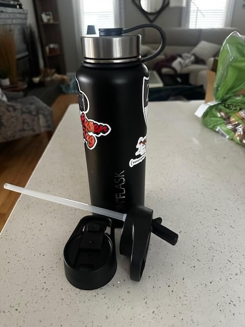 Hydro Flask 40 oz Camping & Hiking Hydration Flask with Straw | Wide Mouth Insulated Stainless Steel | Midnight Black customer photo 1