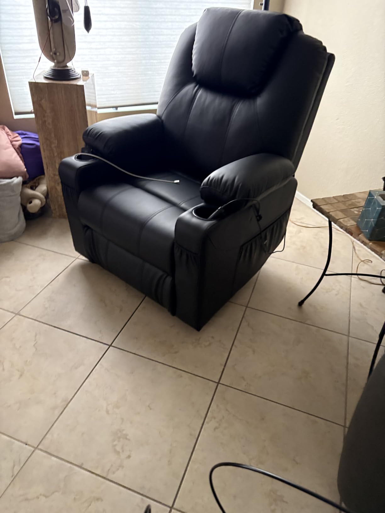 MCombo Electric Power Lift Recliner Chair Sofa with Massage and Heat for Elderly, 3 Positions, 2 Side Pockets, and Cup Holders, USB Ports, Faux Leather 7040 customer photo 1