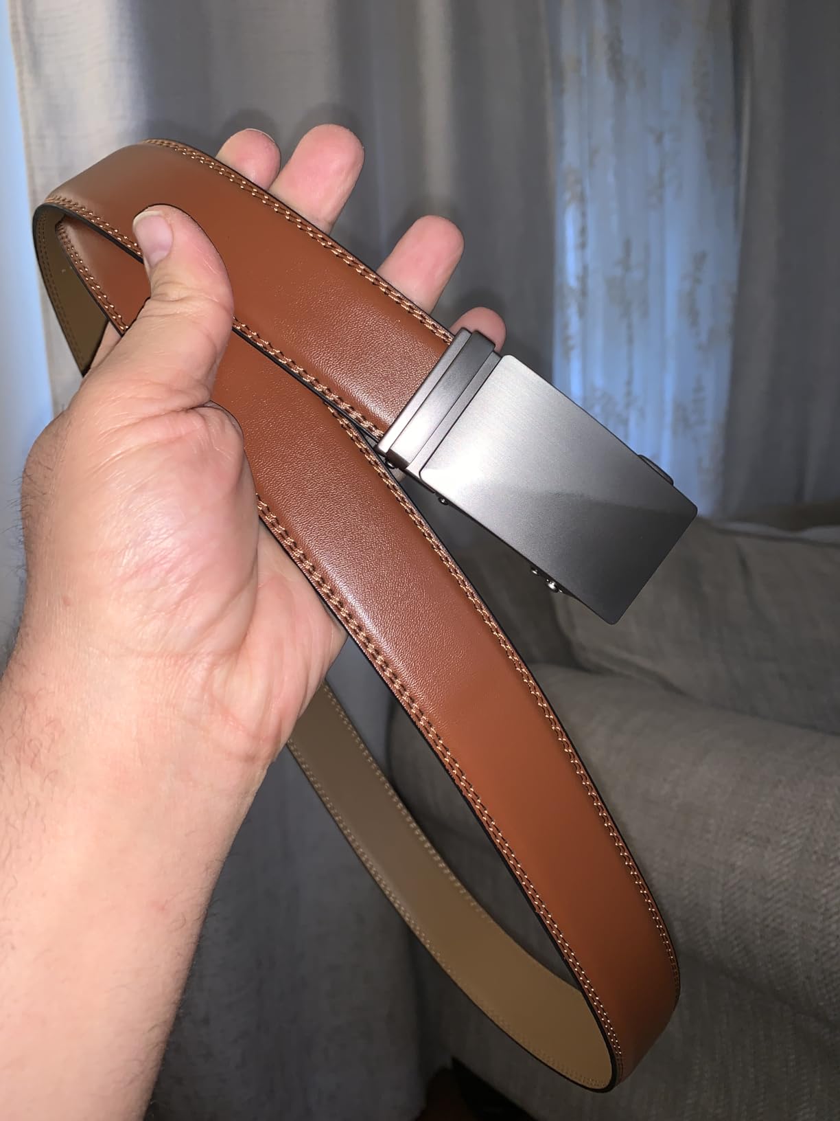 Mens Belt Leather Ratchet Belt - Customizable Fit, Effortless Style (35mm) customer photo 2