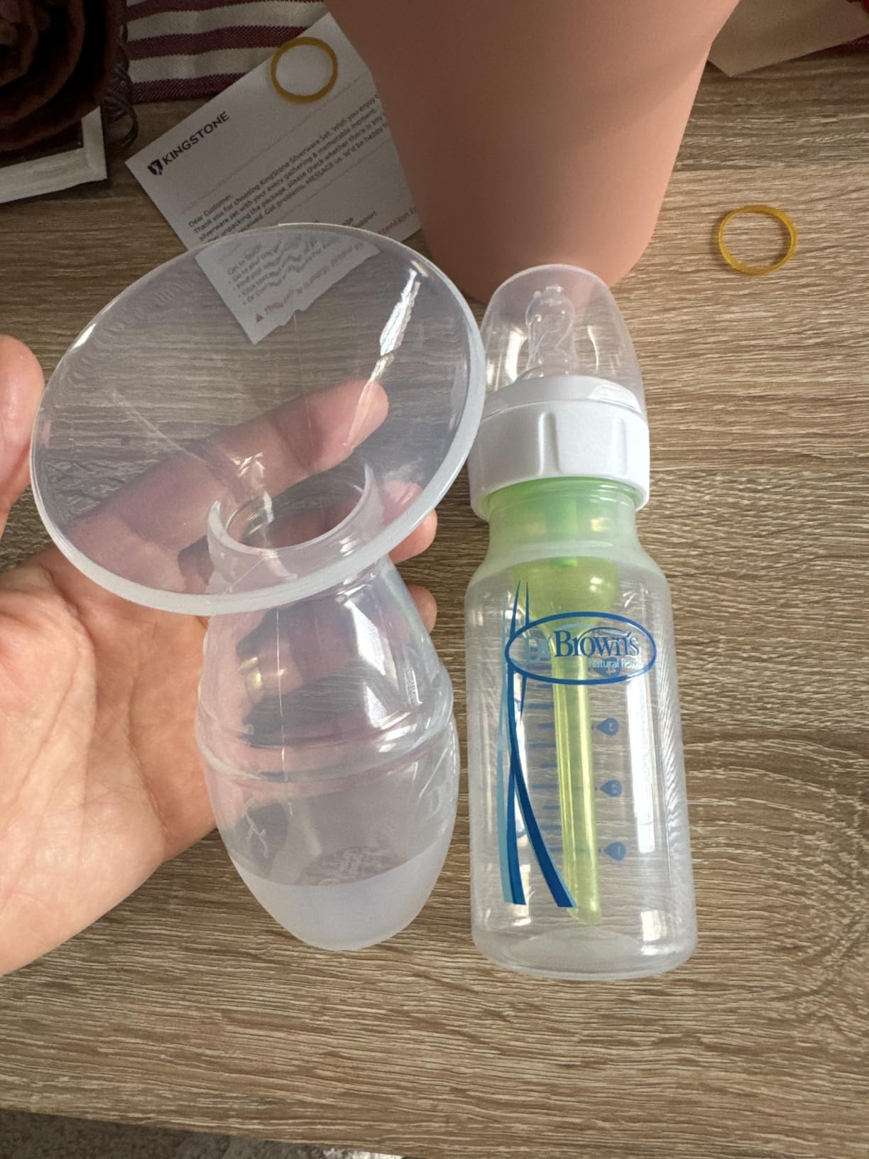 Dr. Brown's 100% Silicone One-Piece Breast Pump, Hands-Free Breast Milk Collector with Anti-Colic Options+ Baby Bottle, 4 oz with Slow Flow Nipple customer photo 2