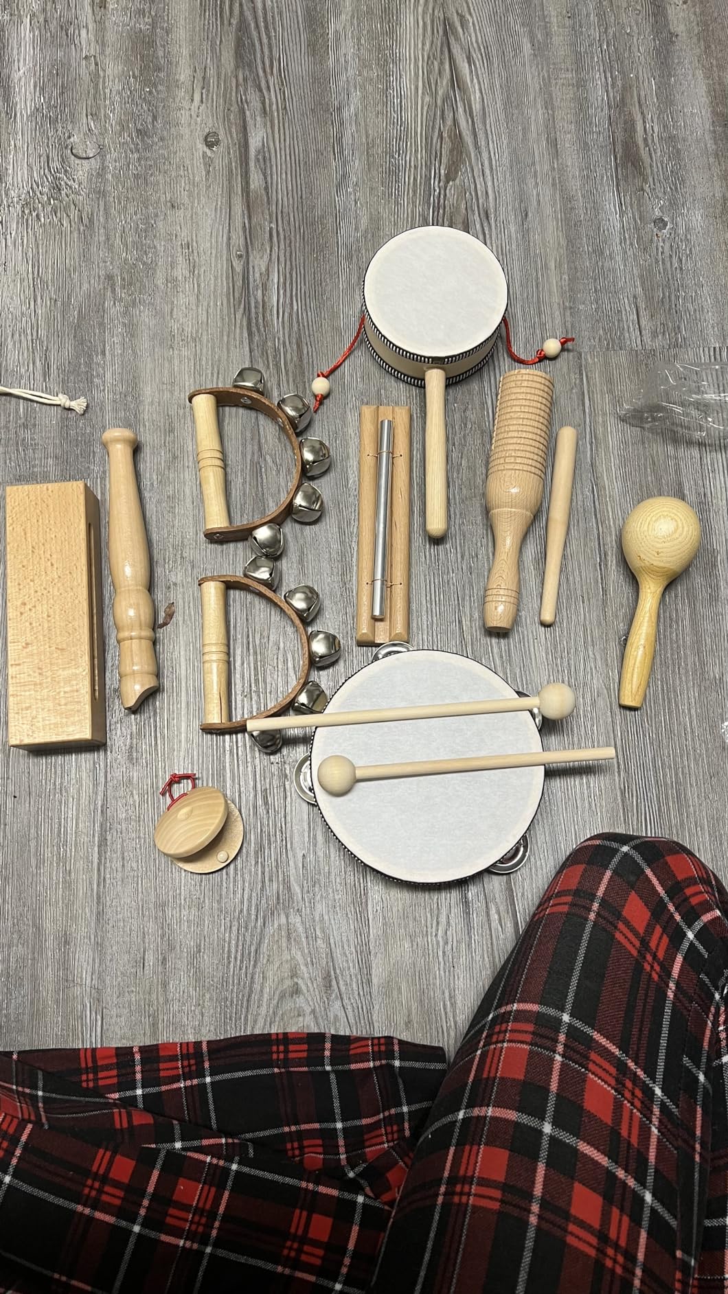 Stoie's Wooden Toddler Musical Instruments with Drum, Hand Bells, Flute, Maracas, Castanet, Tamburine, for Babies and Kids, Eco Friendly Montessori Educational Toy customer photo 2