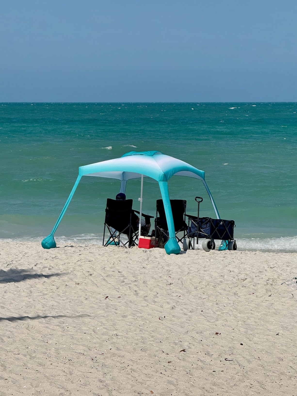 AMMSUN Beach Cabana, 6.5'×6.5' Beach Canopy, Easy Set up and Take Down, Cabana Tent with Sand Pockets, Instant Sun Shade with Side Wall customer photo 1