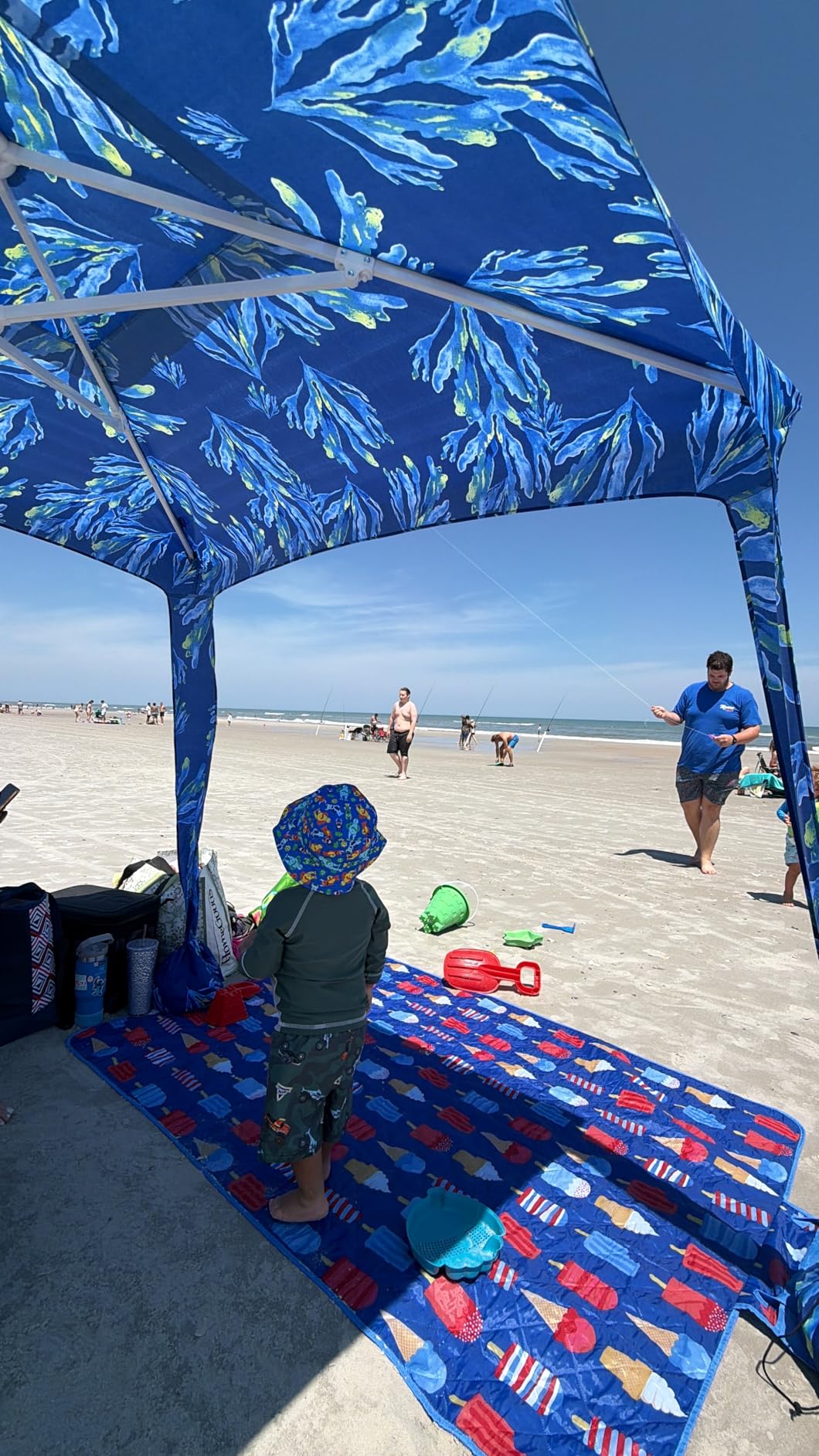 AMMSUN Beach Cabana, 6.5'×6.5' Beach Canopy, Easy Set up and Take Down, Cabana Tent with Sand Pockets, Instant Sun Shade with Side Wall customer photo 2