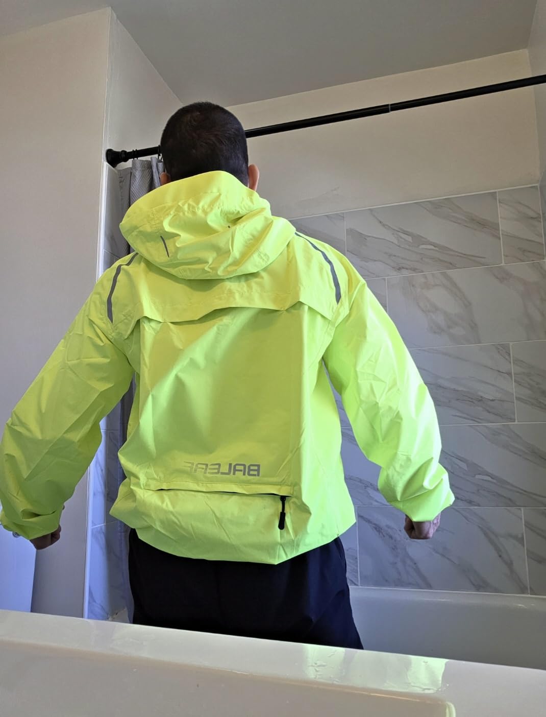 baleaf Men's Rain Jacket Waterproof Windbreaker Raincoat Running Cycling Hiking Gear Hood Lightweight Reflective Packable customer photo 1