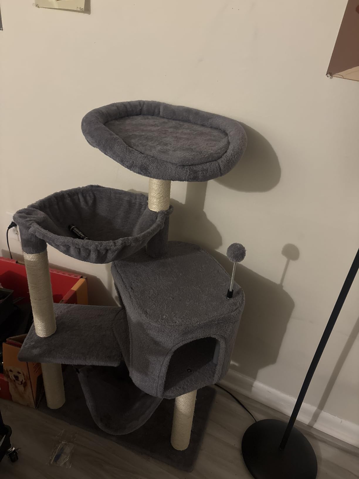 YUNIQUE Cat Tree with Cat Condo and Big Hammock, Grey customer photo 2