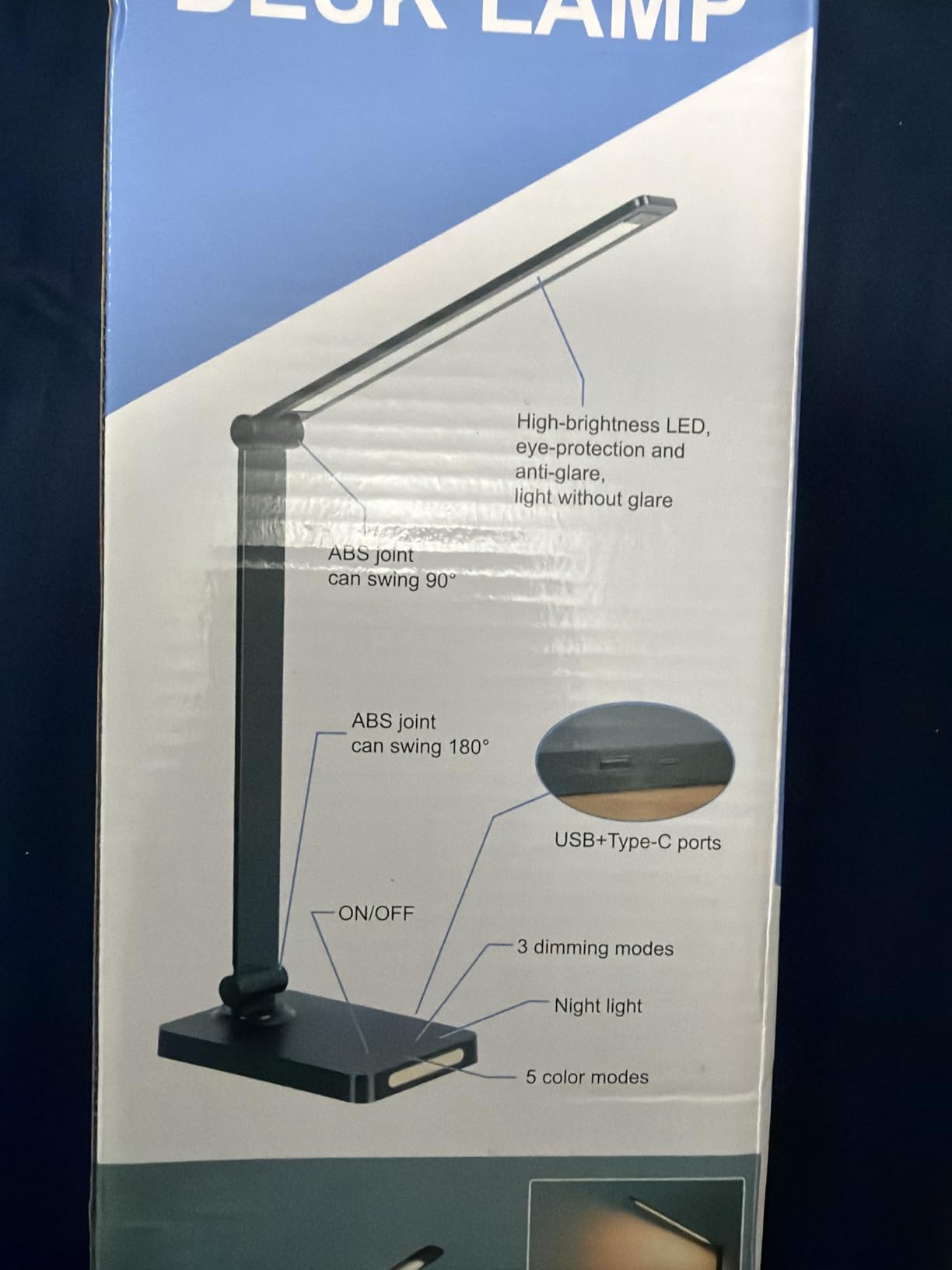 LED Desk Lamp with USB Ports, Touch Desk Lamps for Home Office with 5 Color Modes, 3 Brightness Desk Light with Small Night Light customer photo 2