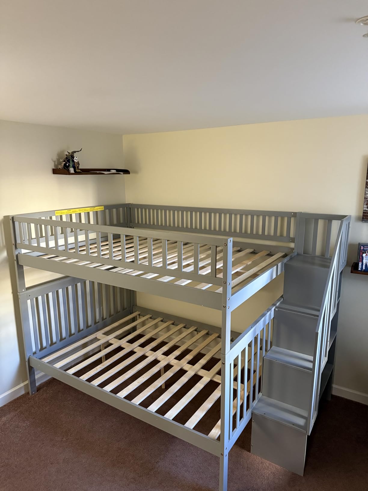 Bellemave Full Over Full Bunk Beds with Drawers and Stairs Stairway Bunk Bed Frame with Storage Shelves for Kids Teens Adult, Wood Full Bunk Bed, White customer photo 1